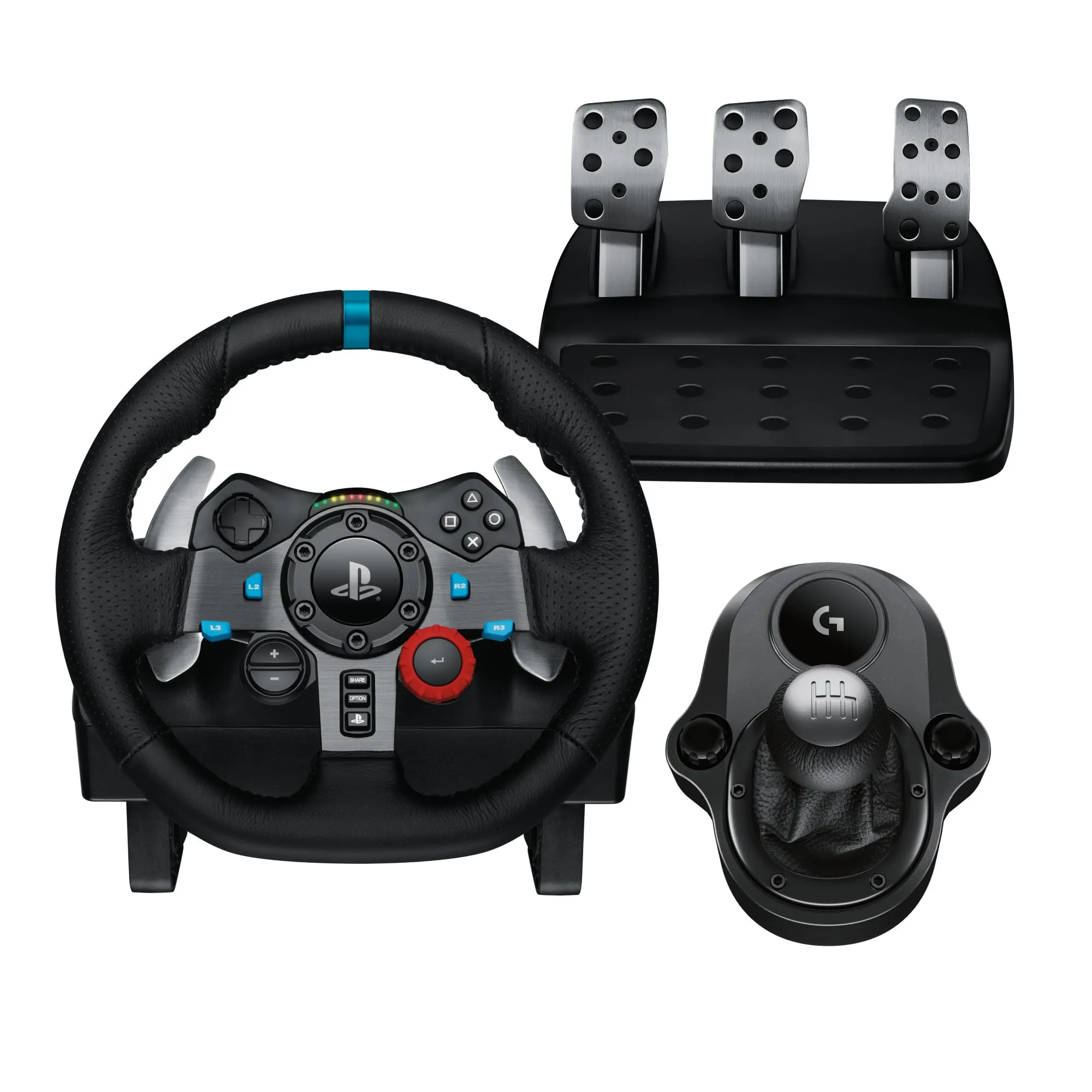 Logitech G G29 SE Driving Force - volante e pedali da corsa, ritorno di forza dinamico, vera pelle + Logitech G Driving Force Shifter - Per PS5, PS4 and PC, Mac - Nero