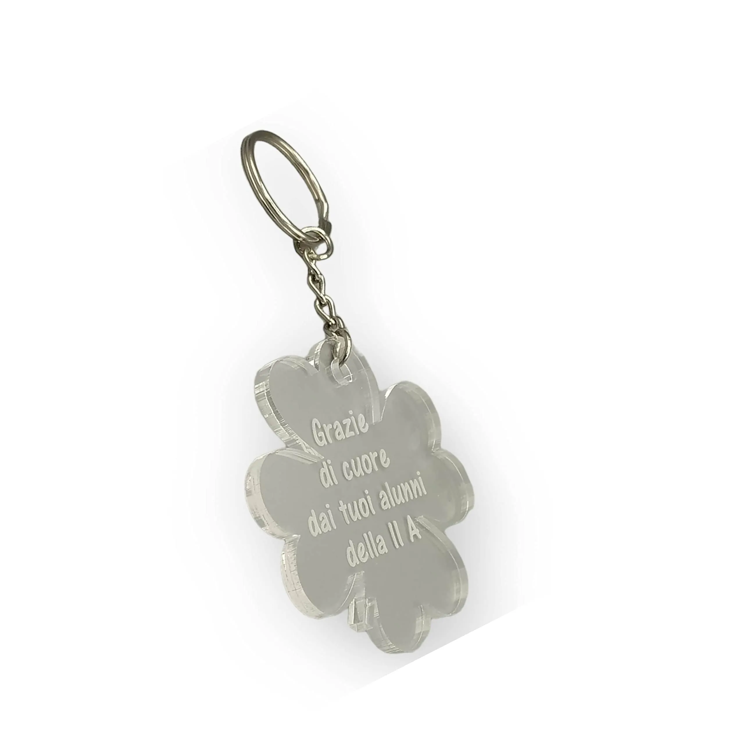 PORTACHIAVI QUADRIFOGLIO Regalo personalizzato con frase Idea originale per maestro maestra insegnante Portachiave in plexiglass