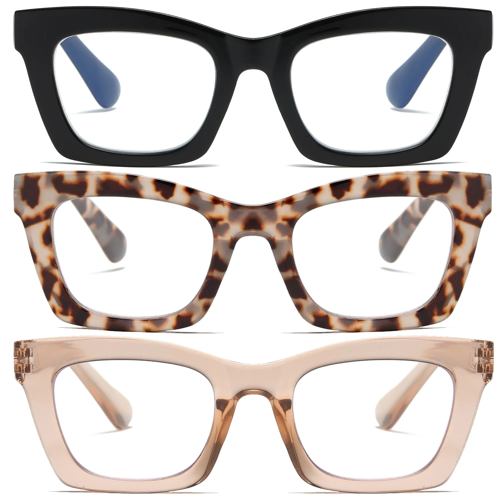 ZXYOO Occhiali da lettura da donna alla moda con blocco della luce blu e cerniere a molla A+1.50