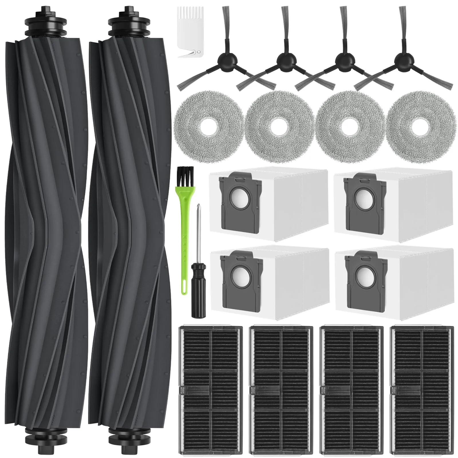 RUKHOOL Accessori Ricambi per Dreame L10s Ultra Gen 2 / Mova E30 Ultra / L10s Pro Ultra Heat/ L40 Ultra AE Ricambi 6 Sacchetti Ricambio 4 Panni Mocio 2 Spazzola Principale 4 Filtri 4 Spazzole Laterali