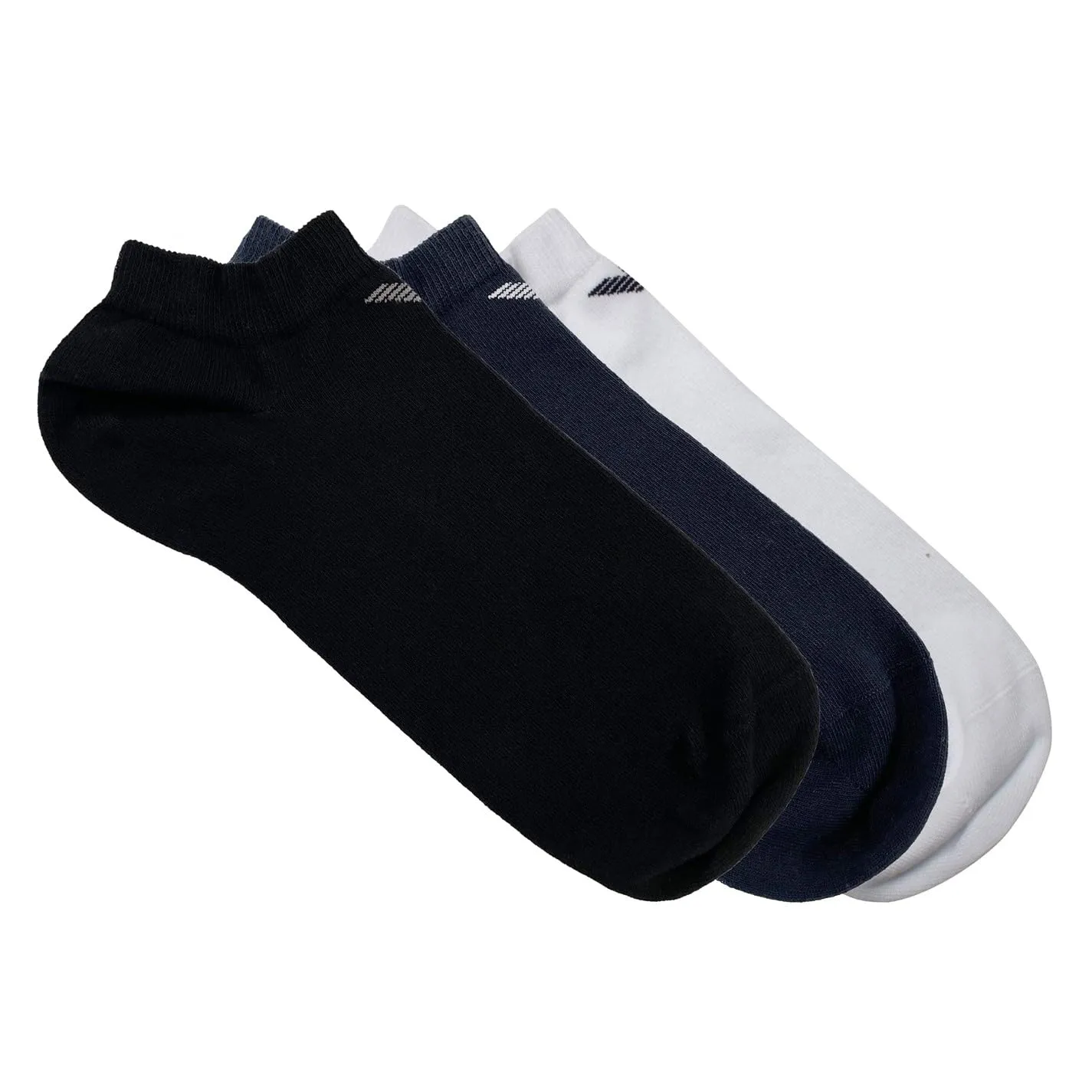 Emporio Armani 3-pack In-shoe Socks With Jacquard Eagle, Confezione da 3 calzini per scarpe Uomo, Multicolore (White-Black-Marine), L-XL