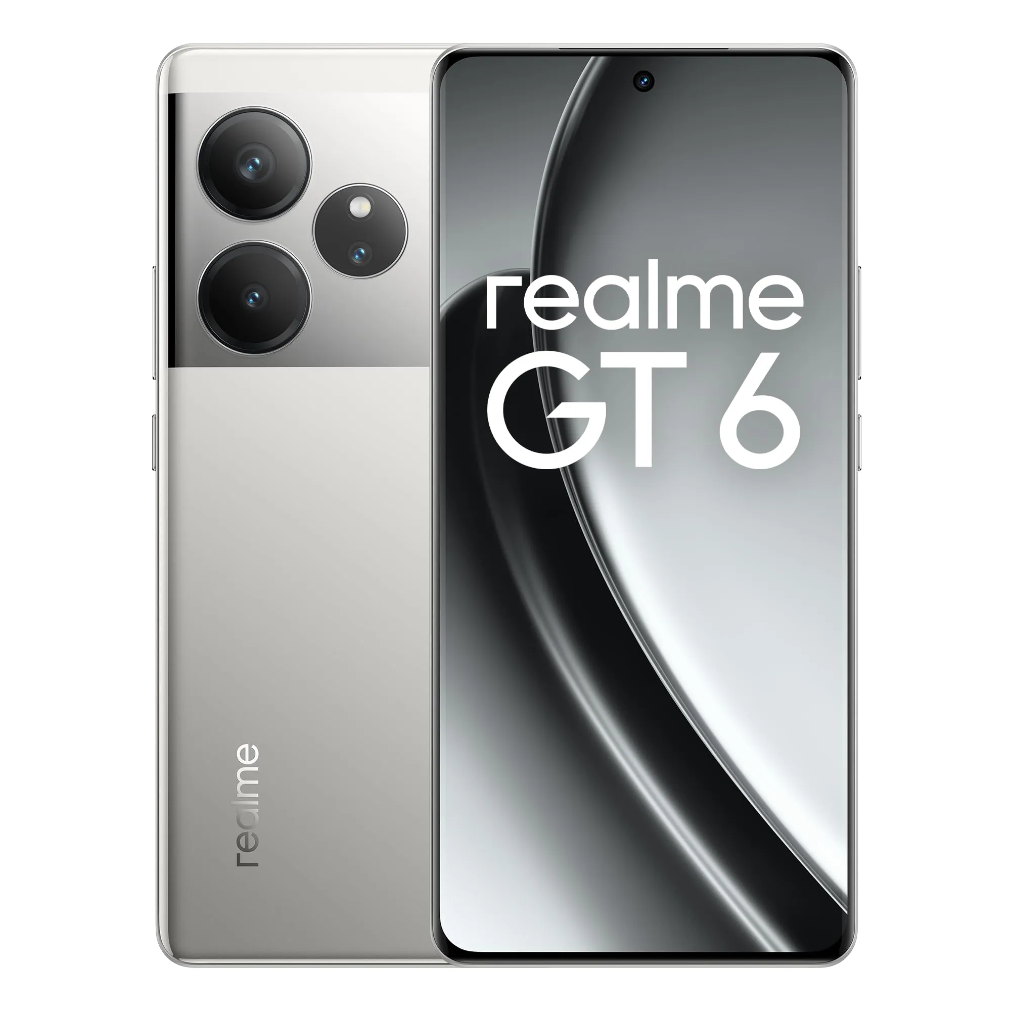realme GT6 Smartphone 5G 12+256 GB, Snapdragon 8s Gen 3 Chipset, 6000nit Ultra Bright Display, Sony LYT-808 OIS Camera, 120W SUPERVOOC Charge, 5500mAh Massive Battery, Argento, (no adapter)