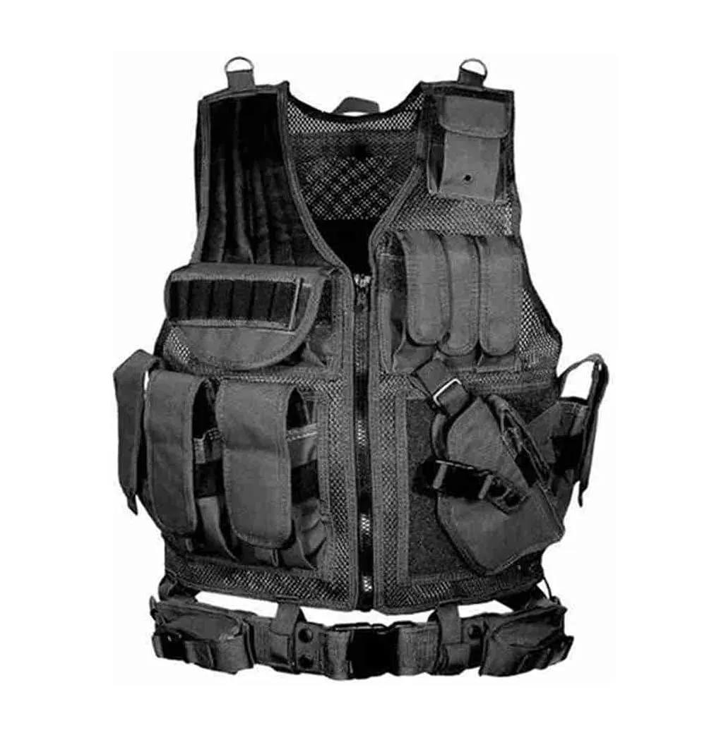 NC Gilet tattico per paintball, caccia all'aperto, regolabile, leggero e traspirante, Bk, 6