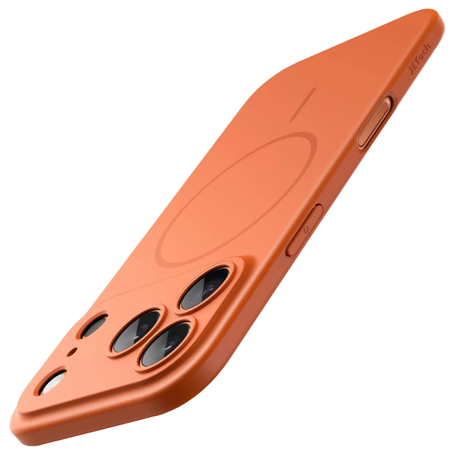 JETech Cover Magnetica Slim per iPhone 17 Pro 6,3 Pollici, Compatibile con MagSafe, Custodia Ultra Sottile Minimalista con Finitura Opaca e Protezione Completa Lenti Fotocamera (Arancione)