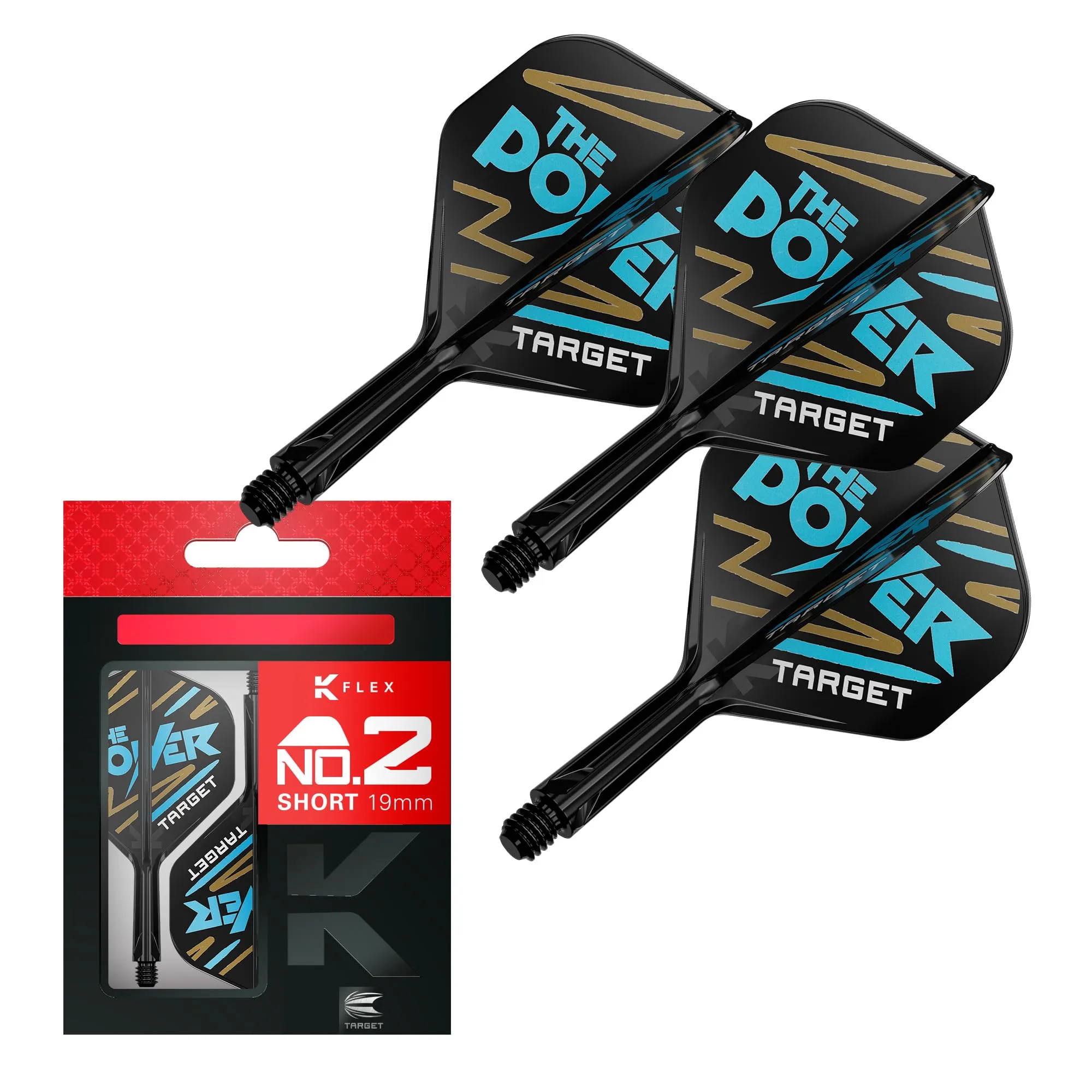 Target Darts Phil Taylor K Flex Voli e Sistema di Alberi, No.2 | Confezione da 3 Aste Kflex All In One, Player Edition Freccette Accessori | Asta per Freccette K-Flex - Corto (19mm)