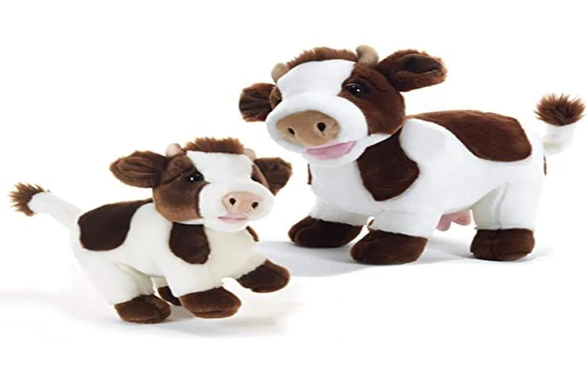 Plush & Company Peluche Regina Mucca Pezzata Peluches Giocattolo, Regalo Originale per Bambini, Compleanno Ragazza Ragazzo, Lunghezza 23 cm