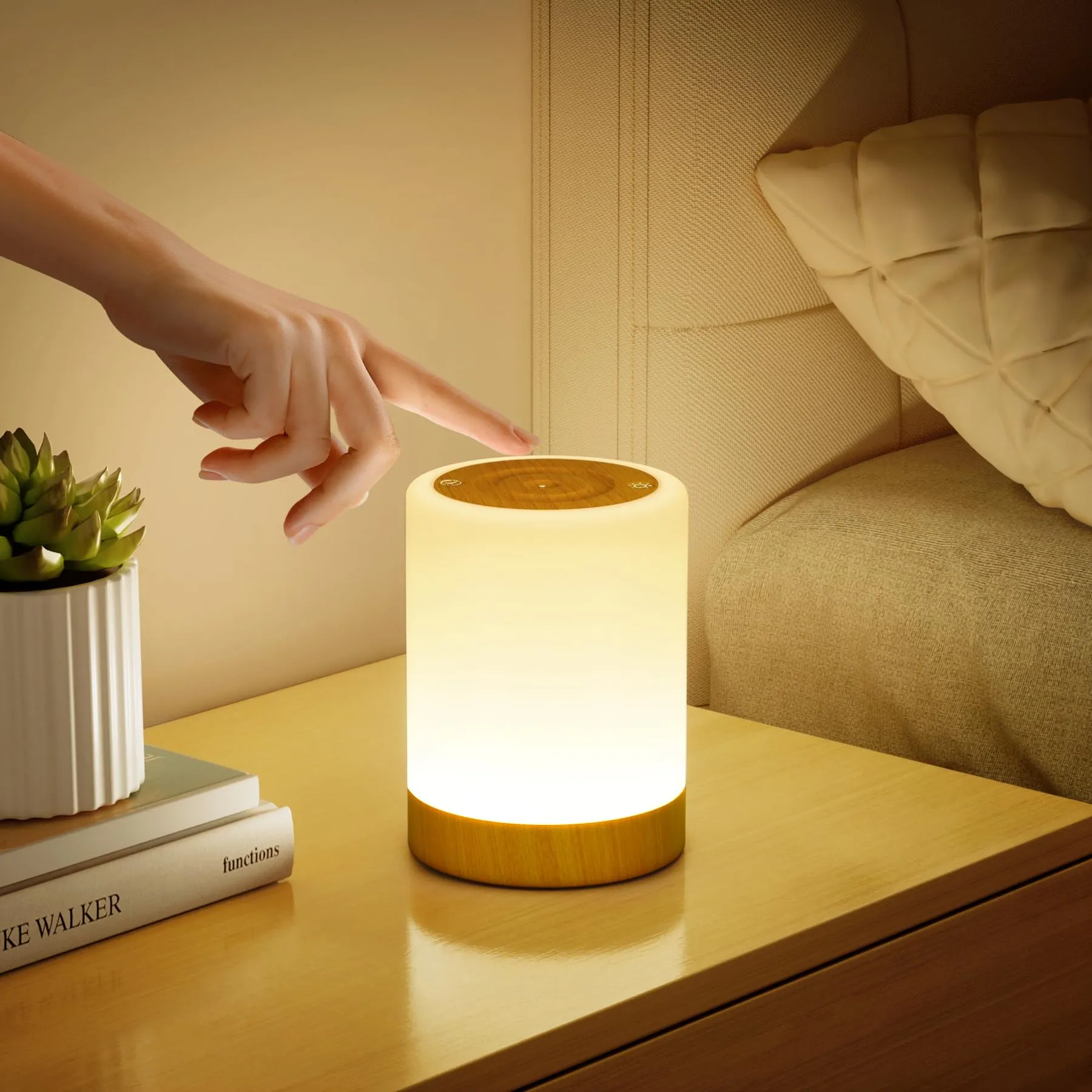 Lampada da comodino touch dimmerabile, 4 modalità e 256 RGB Luce notturna a LED calda bambini, lampada touch ricaricabile USB con temporizzazione, lampada da tavolo senza fili per camera da letto