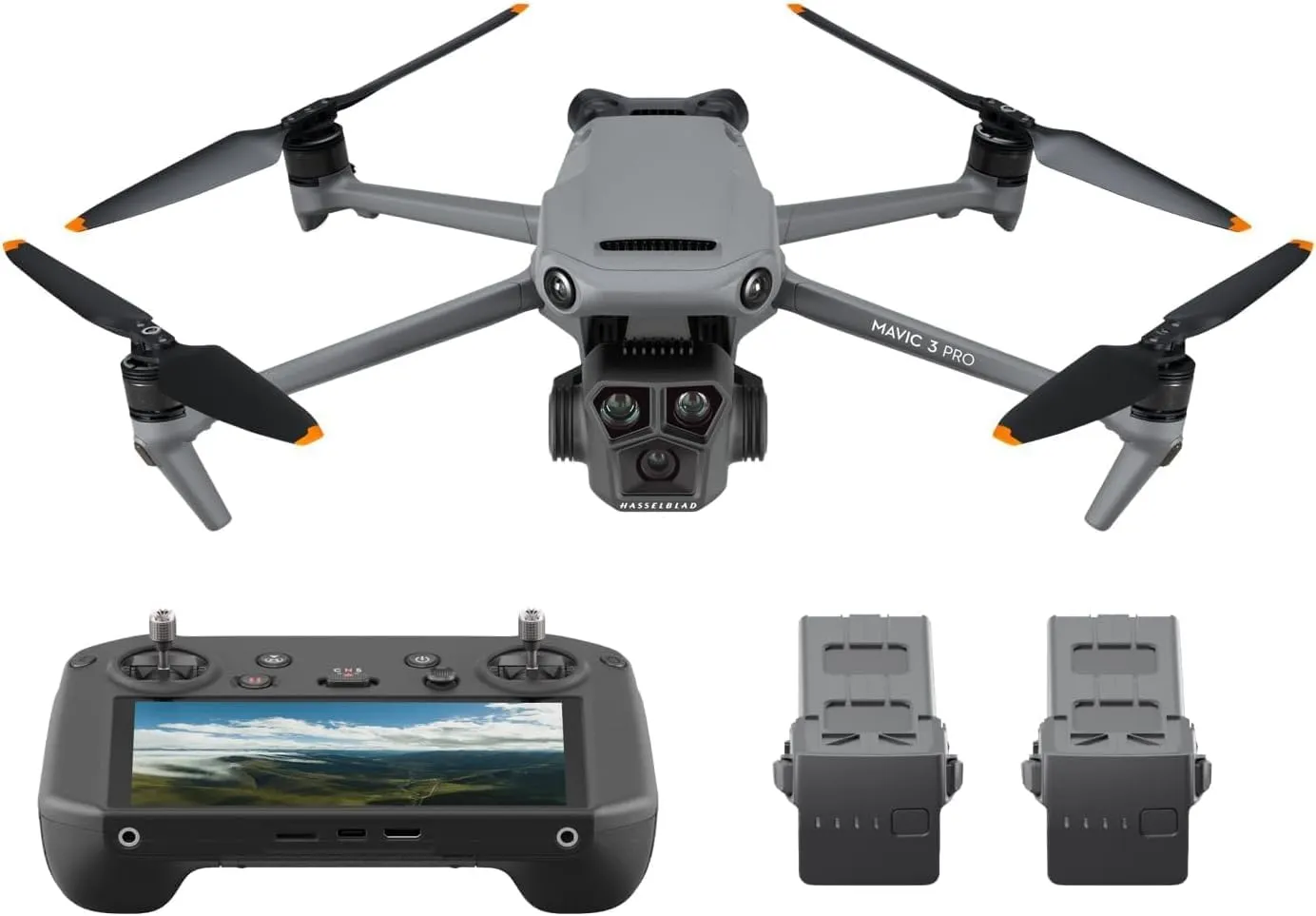 DJI Mavic 3 Pro Fly More Combo con DJI RC Pro (schermo ad alta luminosità), fotocamera Hasselblad con CMOS 4/3, 3 batterie, Stazione di ricarica, Set di filtri ND ecc. Drone con fotocamera per adulti
