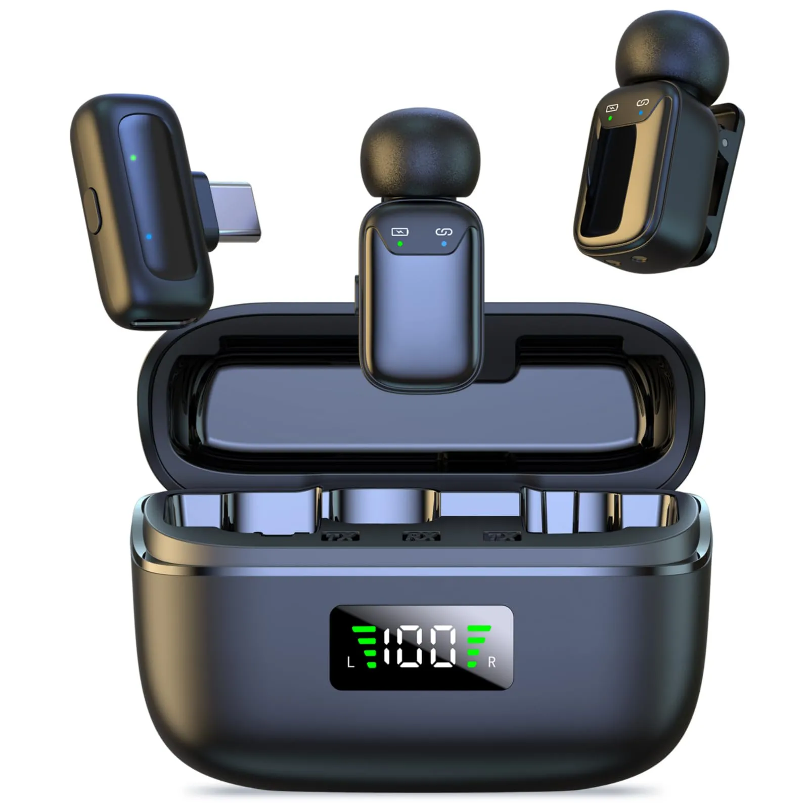 Microfono Lavalier Wireless per iPhone Android iPad, mini microfono, microfono wireless per la registrazione video, streaming, Podcast, Vlogging, Youtube, Tiktok,Trasmissioni dal Vivo
