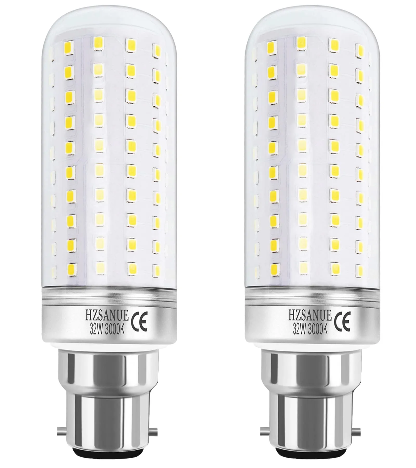 HZSANUE LED Lampadine Mais 32W, E27 Vite Edison Lampadine, Bianco Naturale 4000K, 3600LM, 240W Lampadina Incandescenza Equivalenti, Non Dimmerabile, Confezione da 2