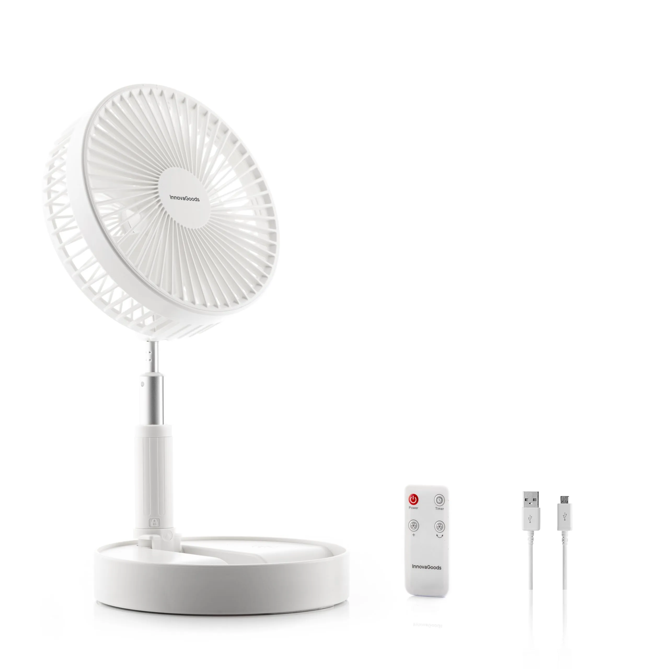 InnovaGoods Ventilatore Ricaricabile Pieghevole 3 in 1 Fandle Ø7,7'' 7200 mAh