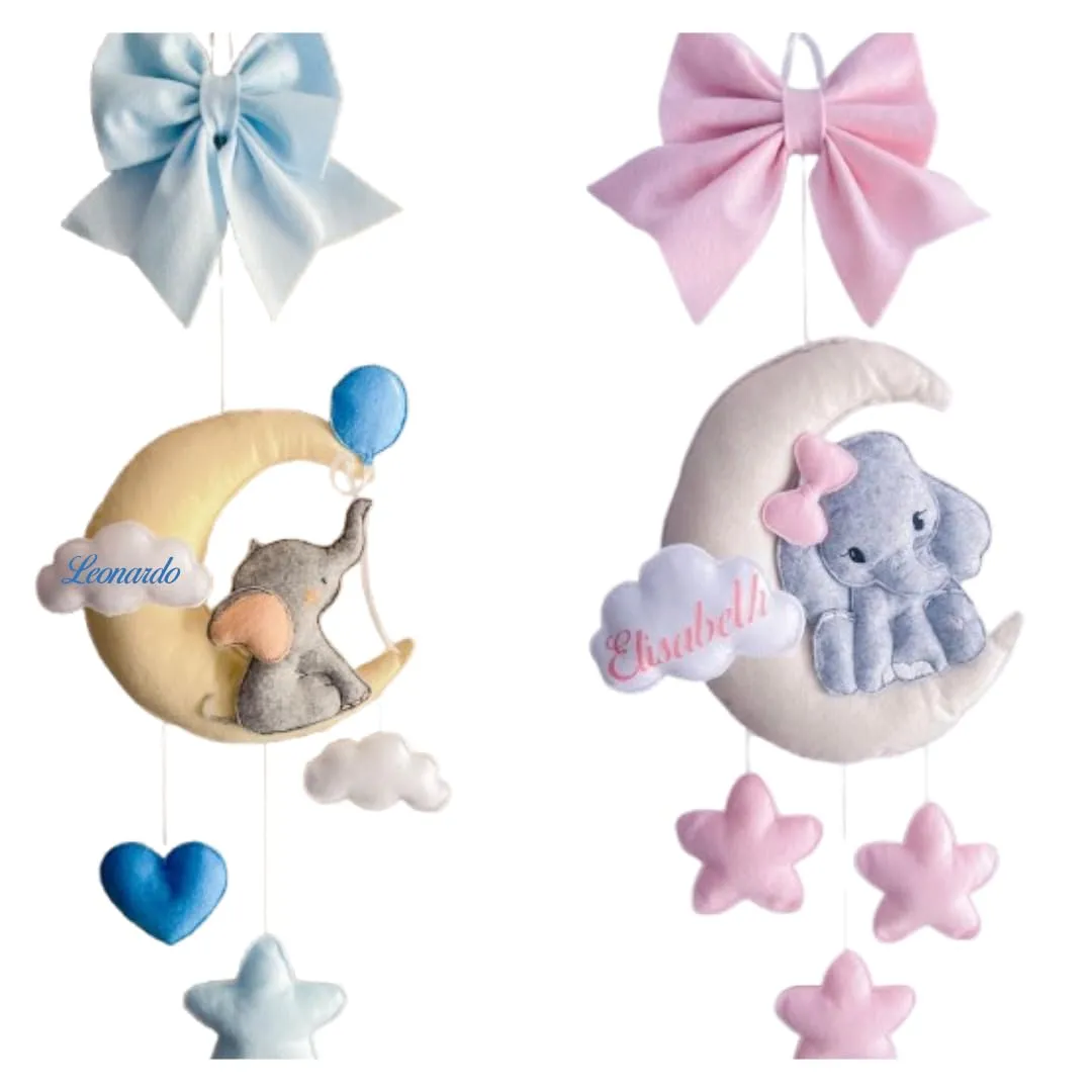 Fiocco nascita con nome | coccarda benvenuto bimbo bimba | elefante | 45 centimetri