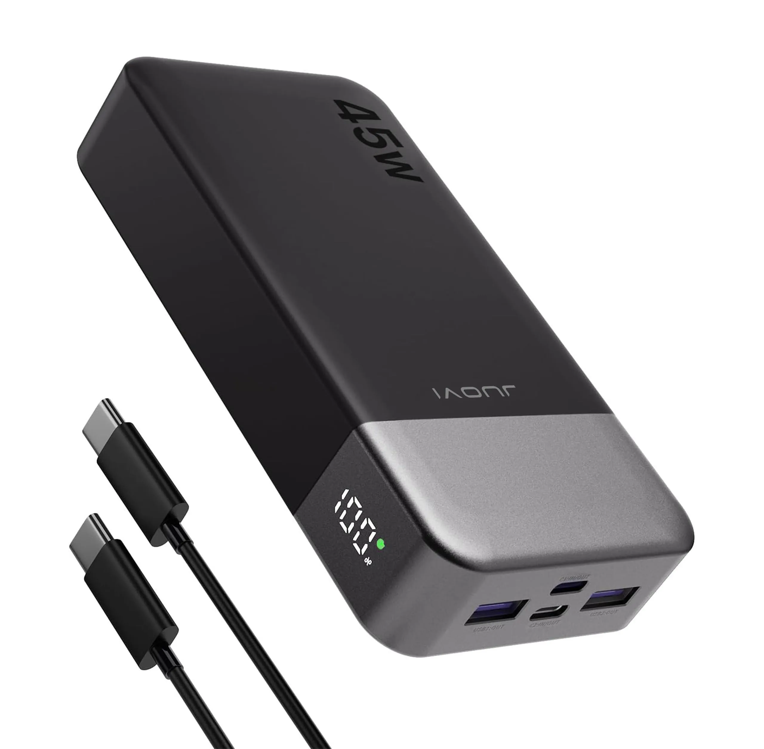 JUOVI Power Bank Portatile J2621, Batteria da 20000 mAh, Ricarica Rapida da 45 W, Compatibile con Switch, MacBook, Tablet, Dell, HP, Notebook, Samsung, iPhone 16 15 14 13, Steam Deck
