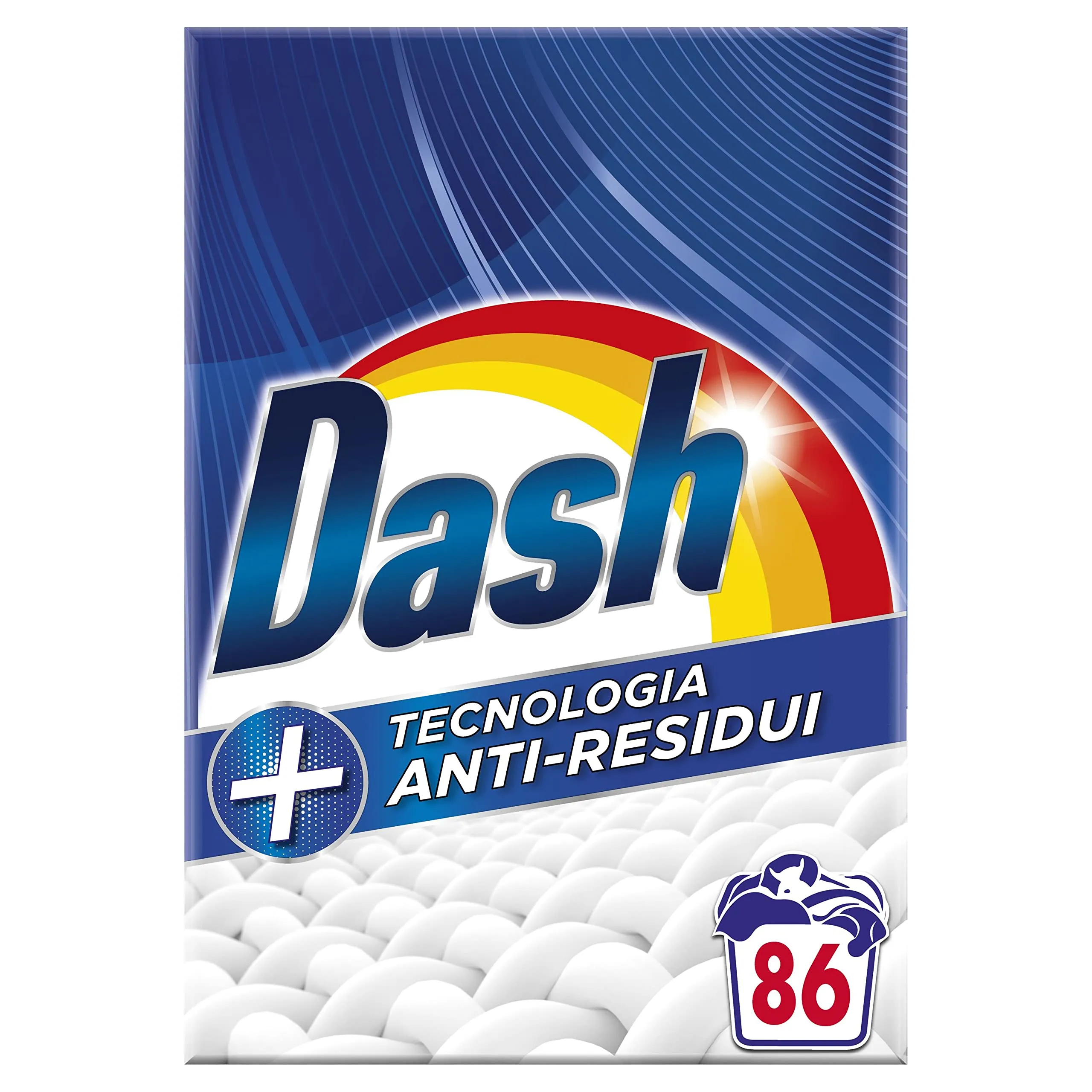 Dash Detersivo Lavatrice In Polvere, 86 Lavaggi, Tecnologia Anti-Residui, Rimuove Le Macchie, Efficace Anche A Freddo E In Cicli Brevi