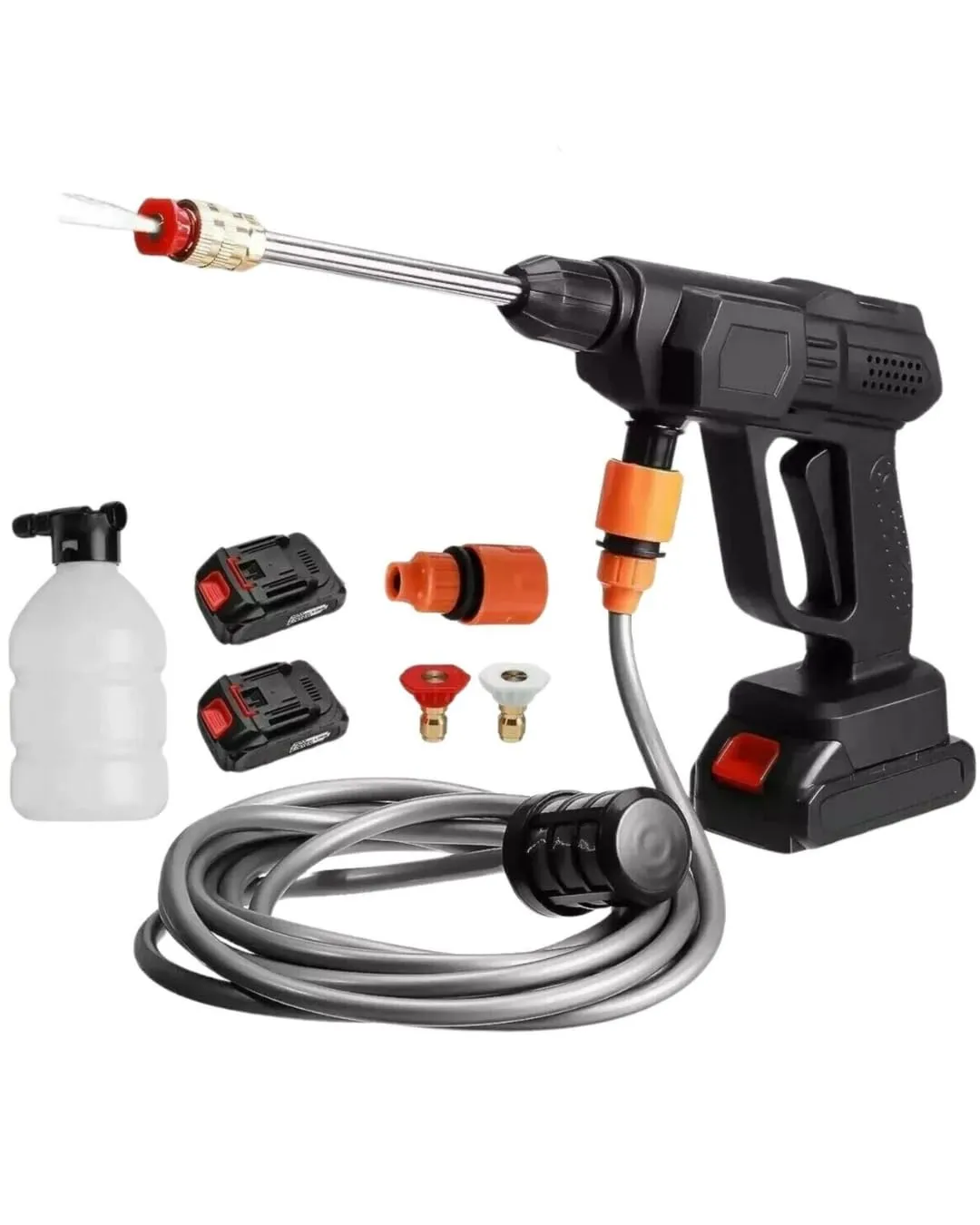 A.M.C. Idropulitrice a batteria 42V Idropulitrice Professionale portatile con 2 batterie 8000mAh e Tubo da 5M Idropulitrice ad alta pressione a batteria per il lavaggio di auto Pulizia di pavimenti