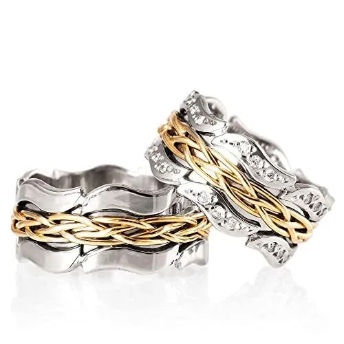 Set di fedi nuziali in argento Set di fedi nuziali abbinate per coppia in argento sterling 925 personalizzato per uomo e donna