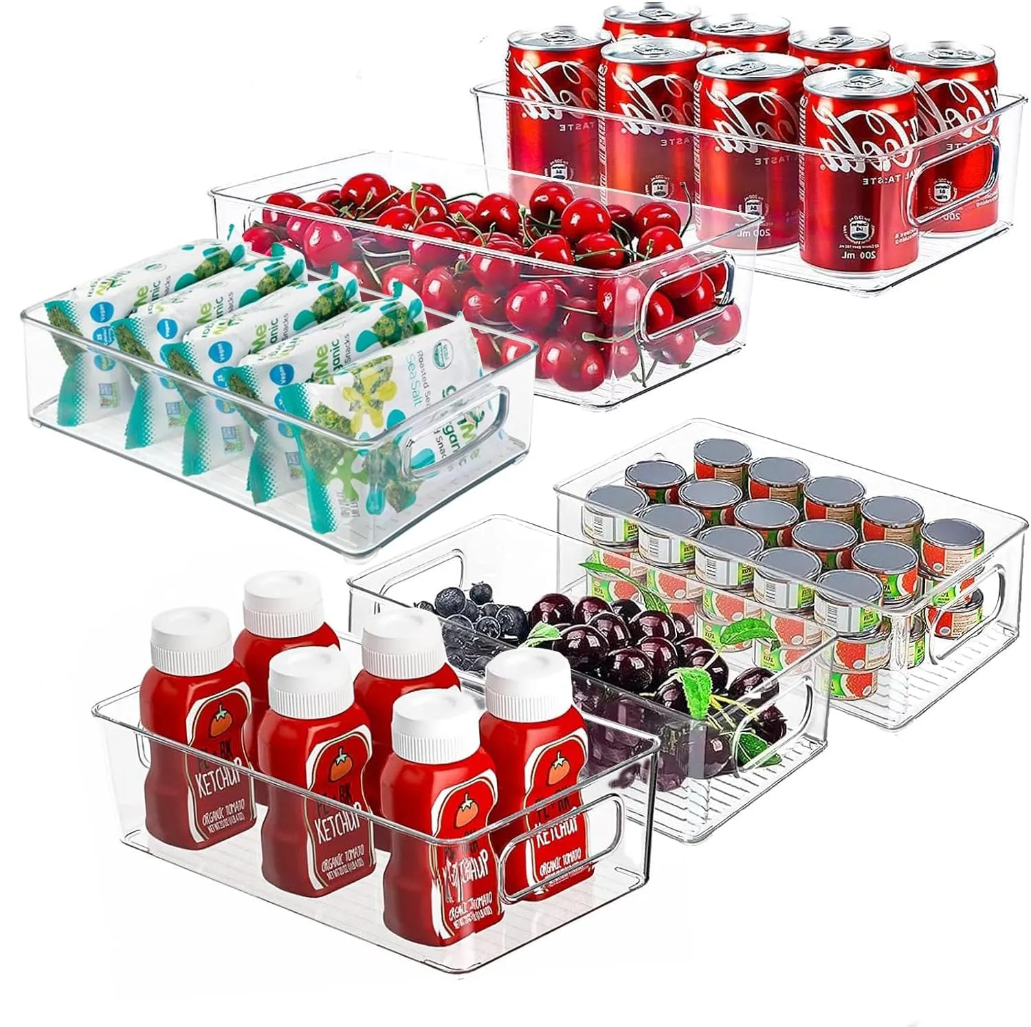 Mkitnvy Organizer Frigorifero, Set di 6 Contenitori Impilabili per Frigo, Organizer Frigorifero Trasparenti Salvaspazio, per Cucina, congelatore, dispensa, armadi, Senza BPA