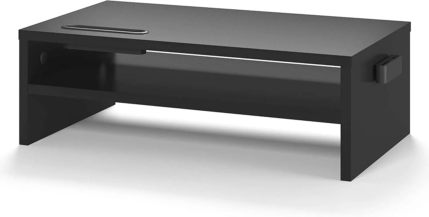 BONTEC Supporto per Monitor in Legno da Scrivania per Smartphone e Gestione dei Cavi, Ergonomico, per Laptop, Computer, W420 x D235 x H142mm (2 Livelli)