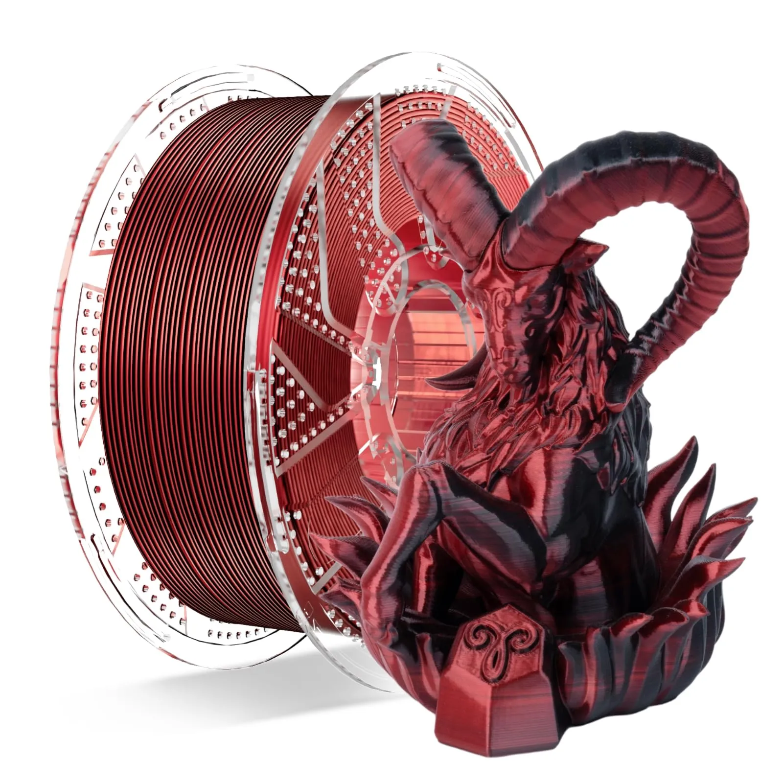 Chitu Systems Conjure Silk PLA - Filamento per stampante 3D, doppio colore da 1,75 mm, filamento per stampa 3D rosso nero, 1 kg (B-Silk PLA-nero+rosso, 1 kg)