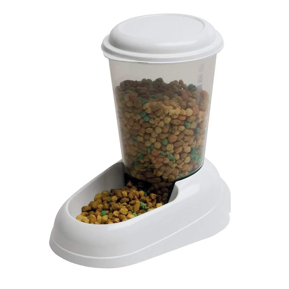 Ferplast Dispenser crocchette per cani e gatti ZENITH 3 Litri Mangiatoia cibo biscotti per animali, Fondo antiscivolo, 20,2 x 29,2 x h 28,8 cm Bianco