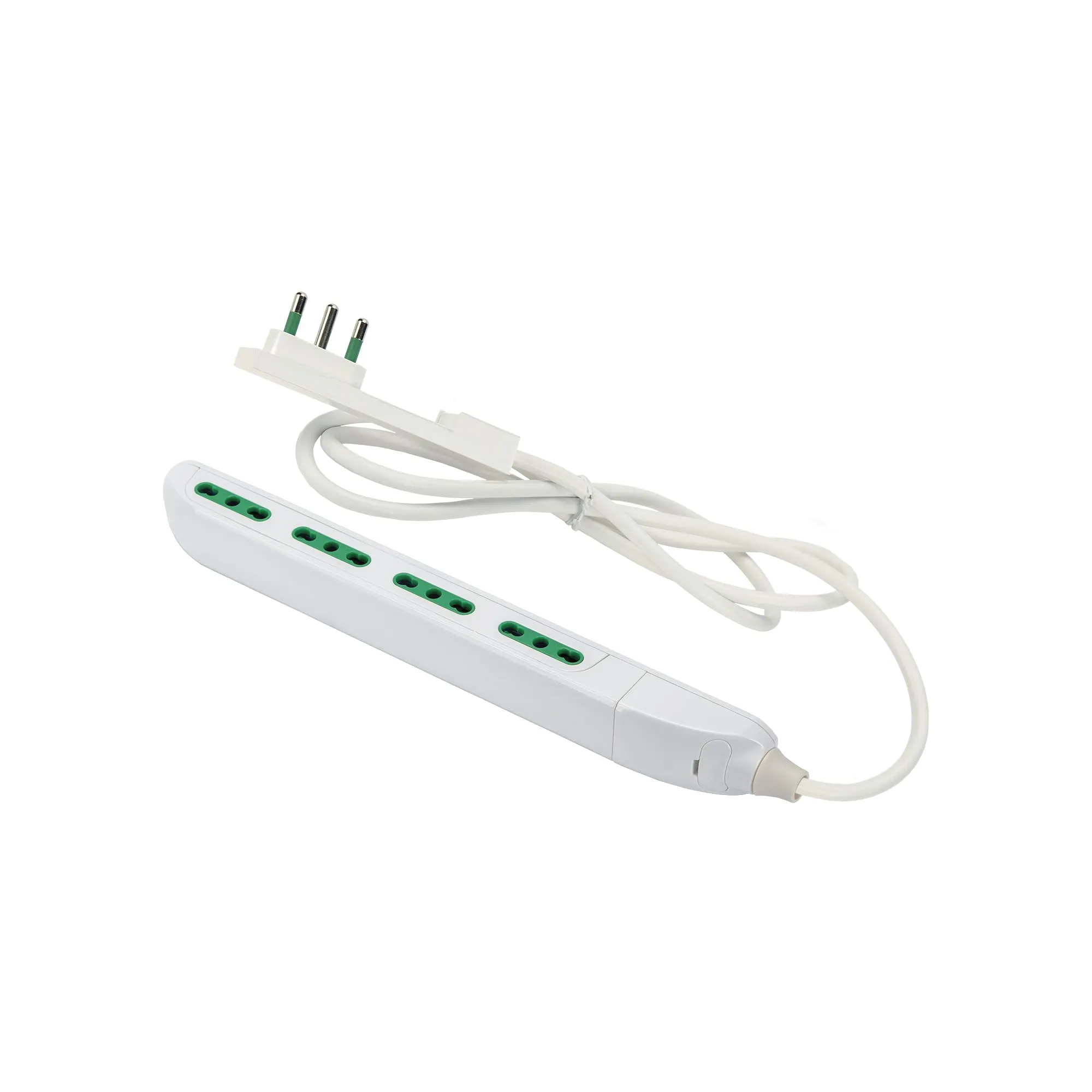 FANTON 47404 Multipresa SLIM 4 prese bipasso con spina grande CLOCK e 1,5 metri di cavo, utile per posti stretti, dietro a mobili e comodini