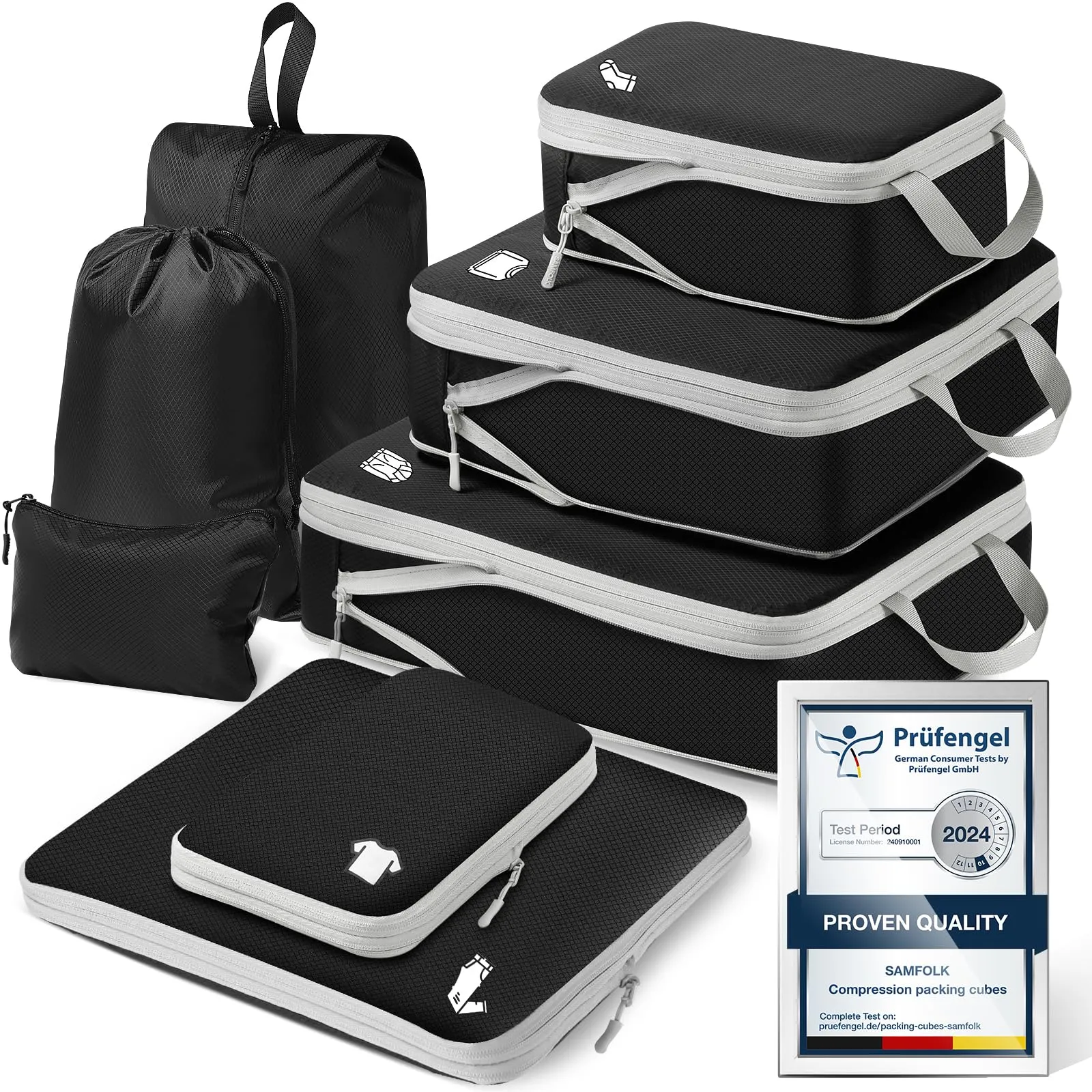 Organizer Valigia 8 Pezzi Set, Packing Cubes Compression Organizzatori Valigia Viaggio Vacanze e Viaggi, Organizer Valigie Set, Viaggio Accessori Utili