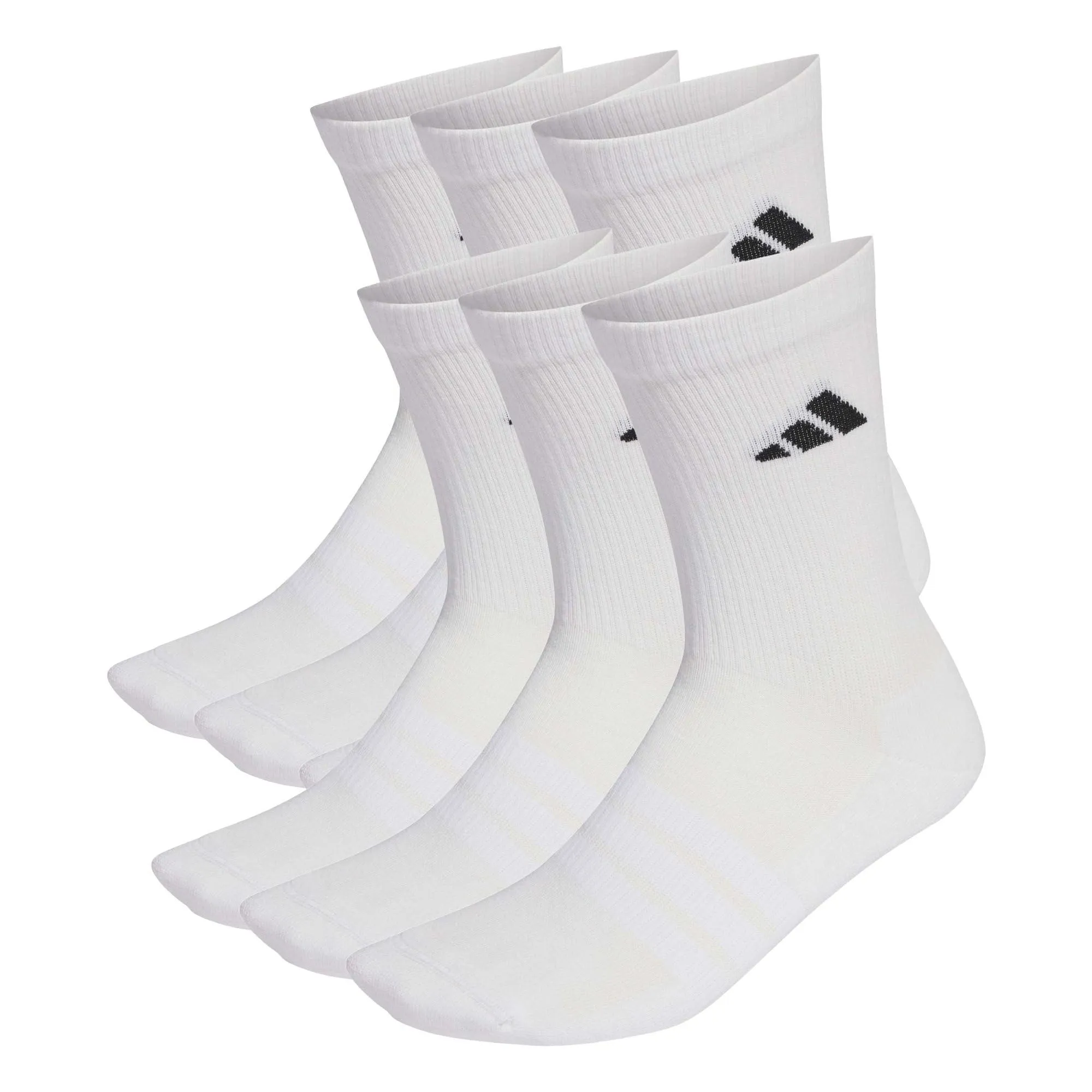 adidas Unisex - Adulto CUSHIONED CREW SOCKS 6 PAIR PACK, white/white/black, 40-42