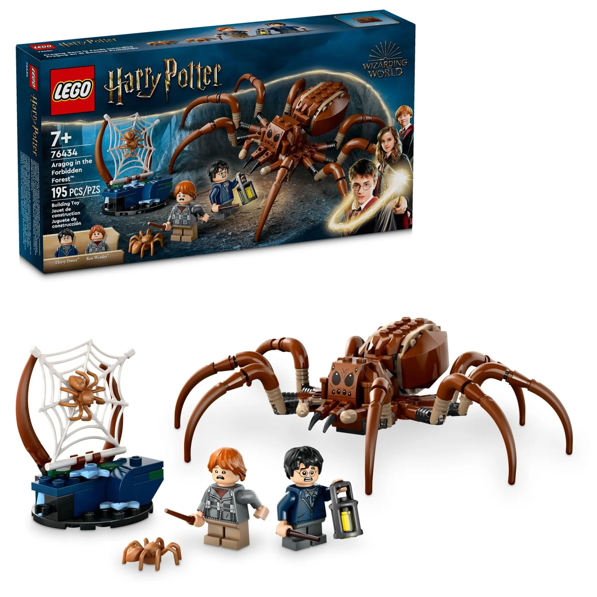 LEGO Harry Potter Aragog nella Foresta Proibita, Set da gioco per bambini, Harry Potter da collezione con creatura magica e 2 minifigure, giocattolo di Harry Potter per bambini e ragazze di 7 anni,