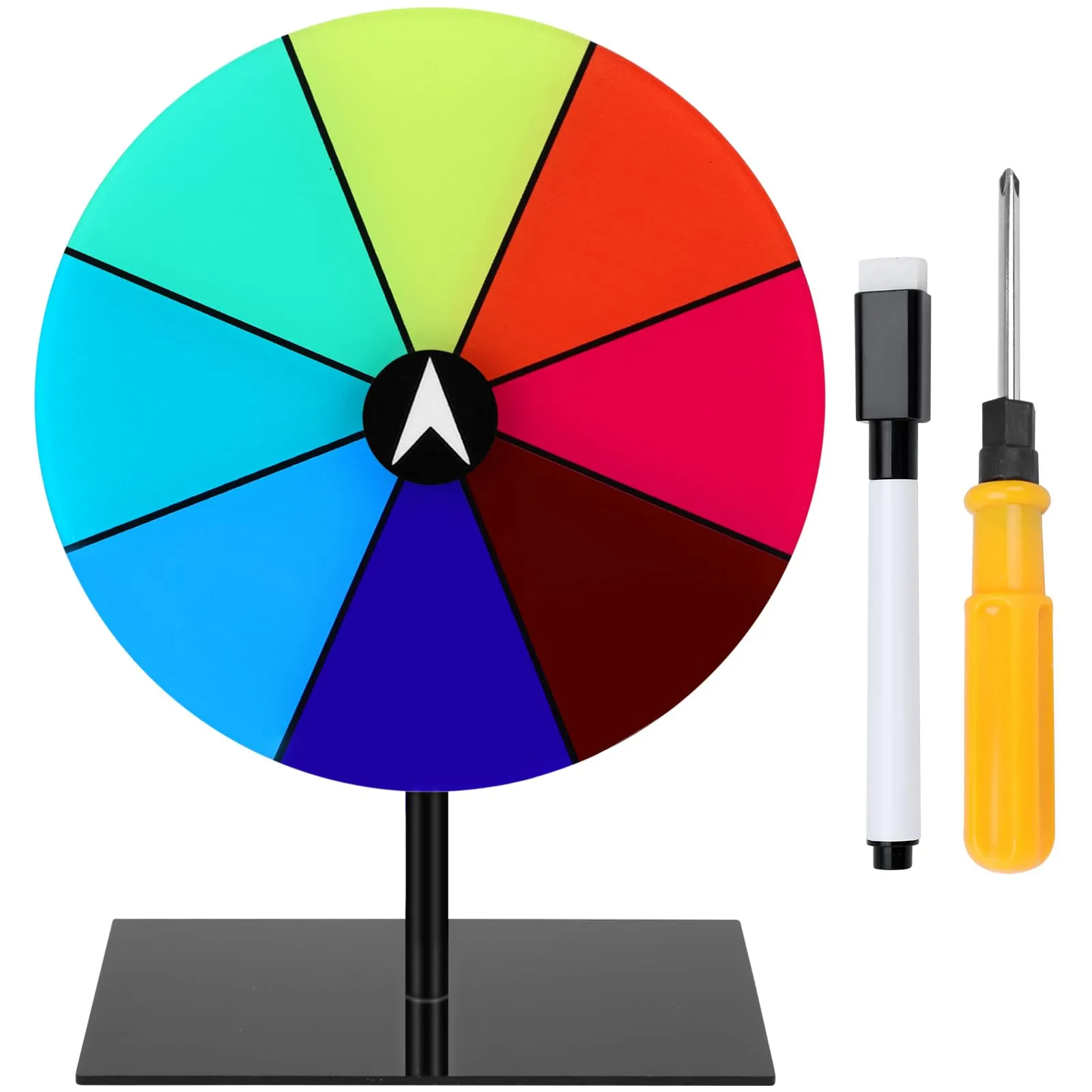 Mumjooyi Ruota della Fortuna Ruota della Fortuna Personalizzabile 8 Slot Color Roulette Prize Wheel con Penna cancellabili e Stand per Compleanno Lotteria Festa Festa