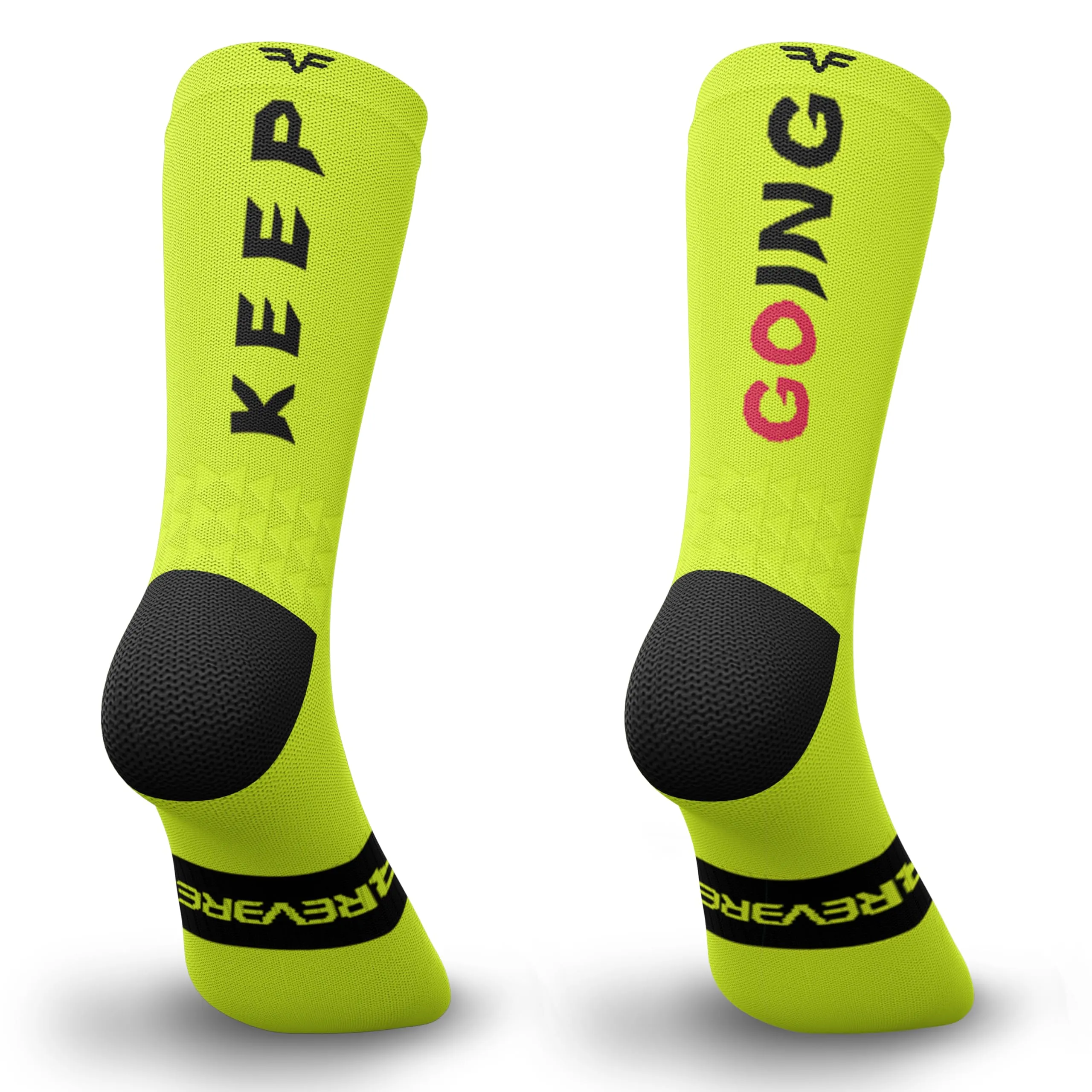 IRREVERENT Calzini Tecnici Sportivi a Compressione, studiati per Alte Prestazioni nella Pratica Sportiva di Corsa, Ciclismo, CrossFit, Palestra. KeepGoing / 43-46