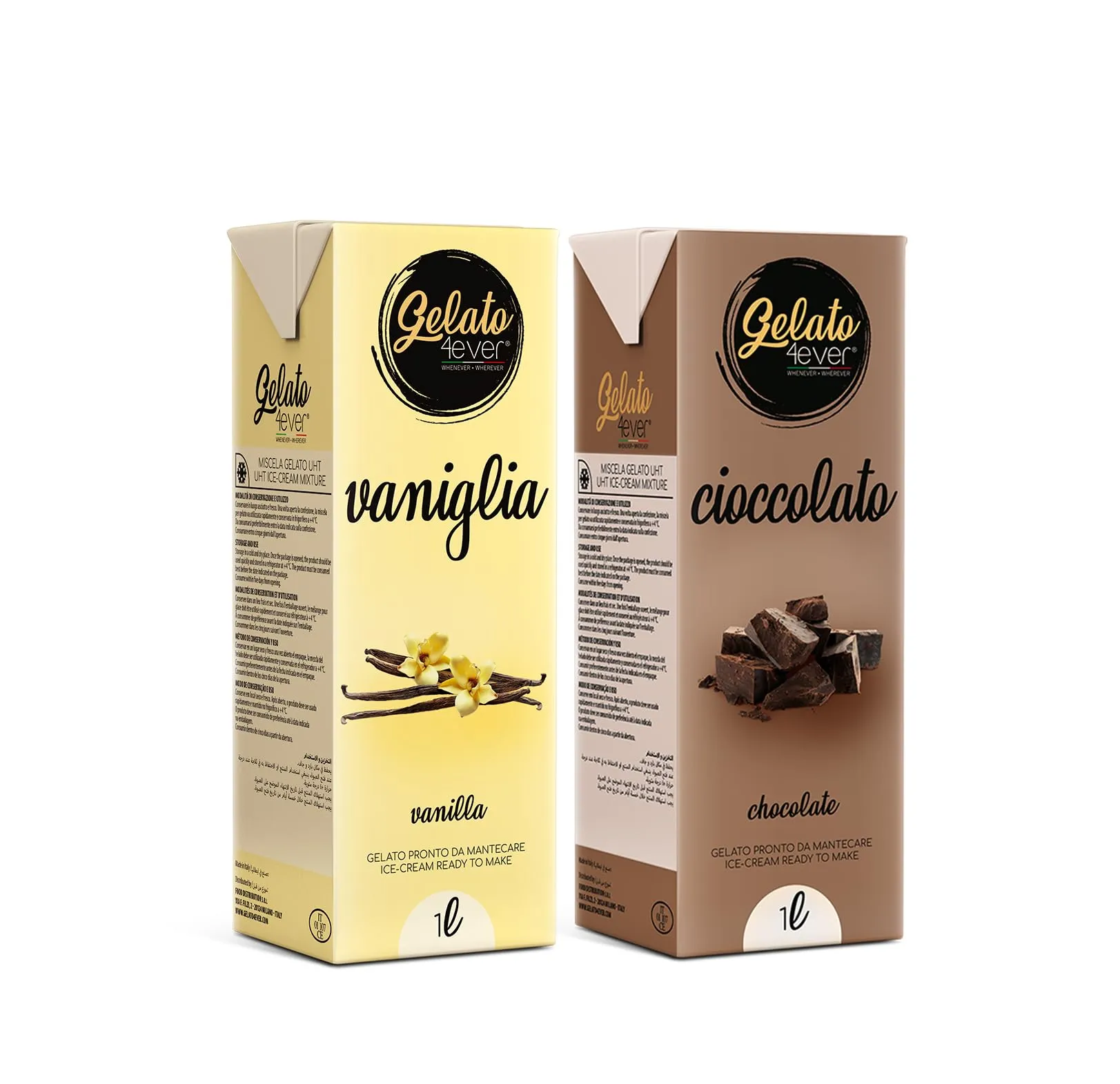 Gelato 4ever - Preparato per Gelato Pronto da Mantecare, Double Pack, Facile da Preparare, Compatibile con Tutte le Macchine per Gelati Come Ninja Creami, Magimix, HKoenig, 1L per Brick, Made in Italy