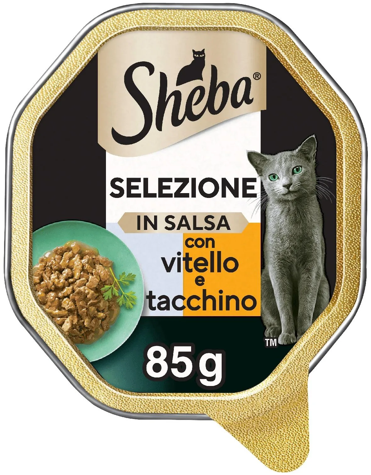 Sheba Selezione in Salsa, Cibo Umido per Gatti con Tenero Vitello & Tacchino - 22 Vaschette da 85 g, Totale: 1870 g