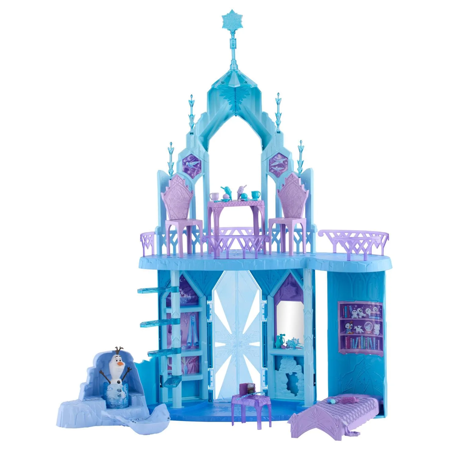 Mattel Disney Frozen - Palazzo di Ghiaccio di Elsa, set con personaggio Olaf e 21 accessori inclusi, 5 aree di gioco ispirate ai film, giocattolo per bambini, 3+ anni, JGG41