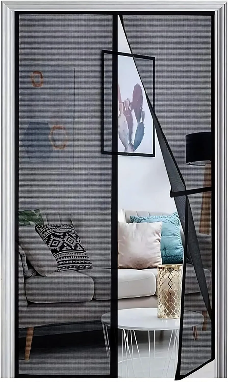 Panngu Zanzariere Magnetiche per Porte Finestre 100x240CM, Zanzariera Magnetica Porta Finestra 2023 Versione Aggiornata, Tenda con Magneti Anti Zanzare, Mosche Insetti - Nero