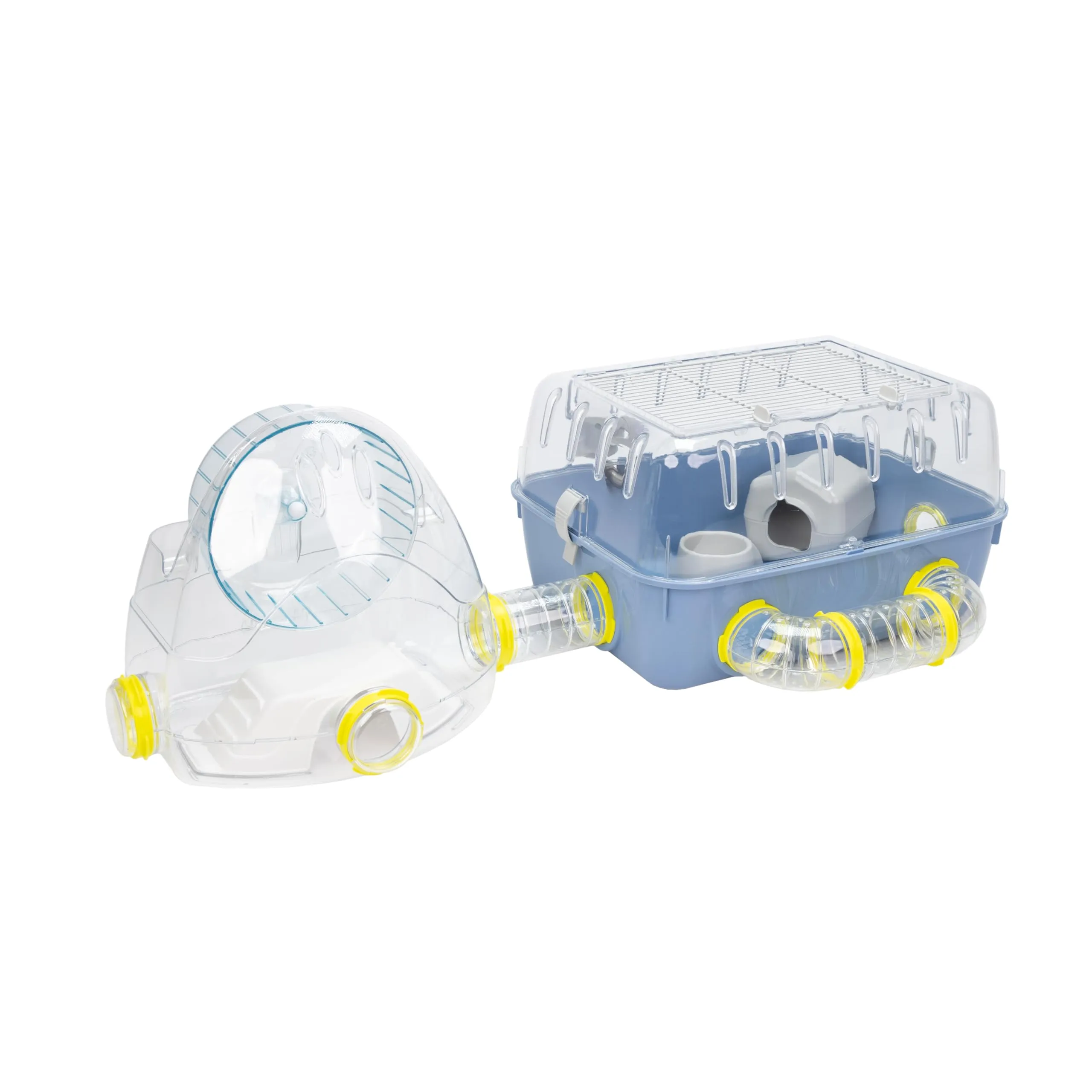 Ferplast Gabbia per criceti COMBI 2, Casetta per piccoli roditori, Robusta plastica, Tetto con griglia apribile, Tubi area palestra e accessori inclusi, 79,5 x 29,5 x h 26,3 cm Blu