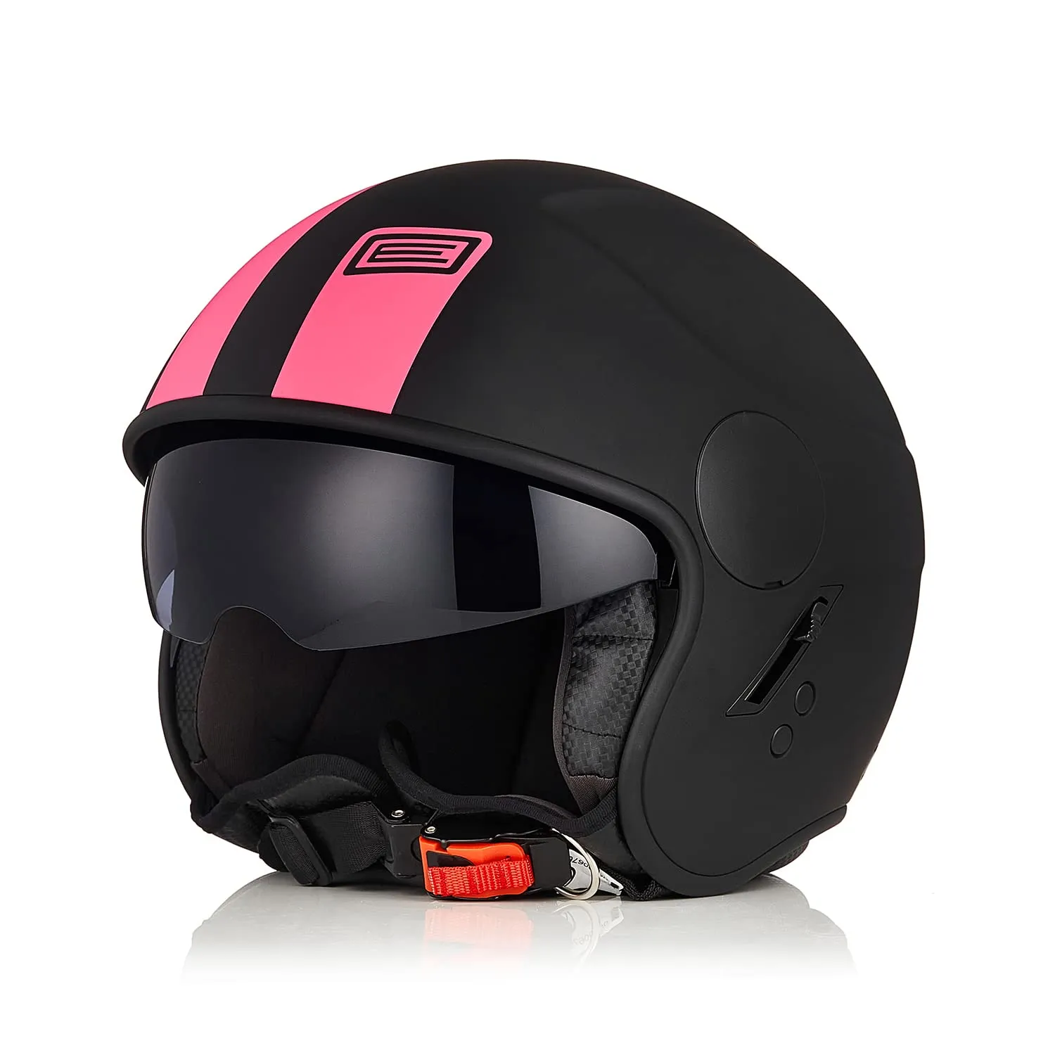 ORIGINE Casco Jet Moto Casco Aperto Scooter Omologato ECE con Visiera (BASIC FLUO FUXIA BLACK,S)