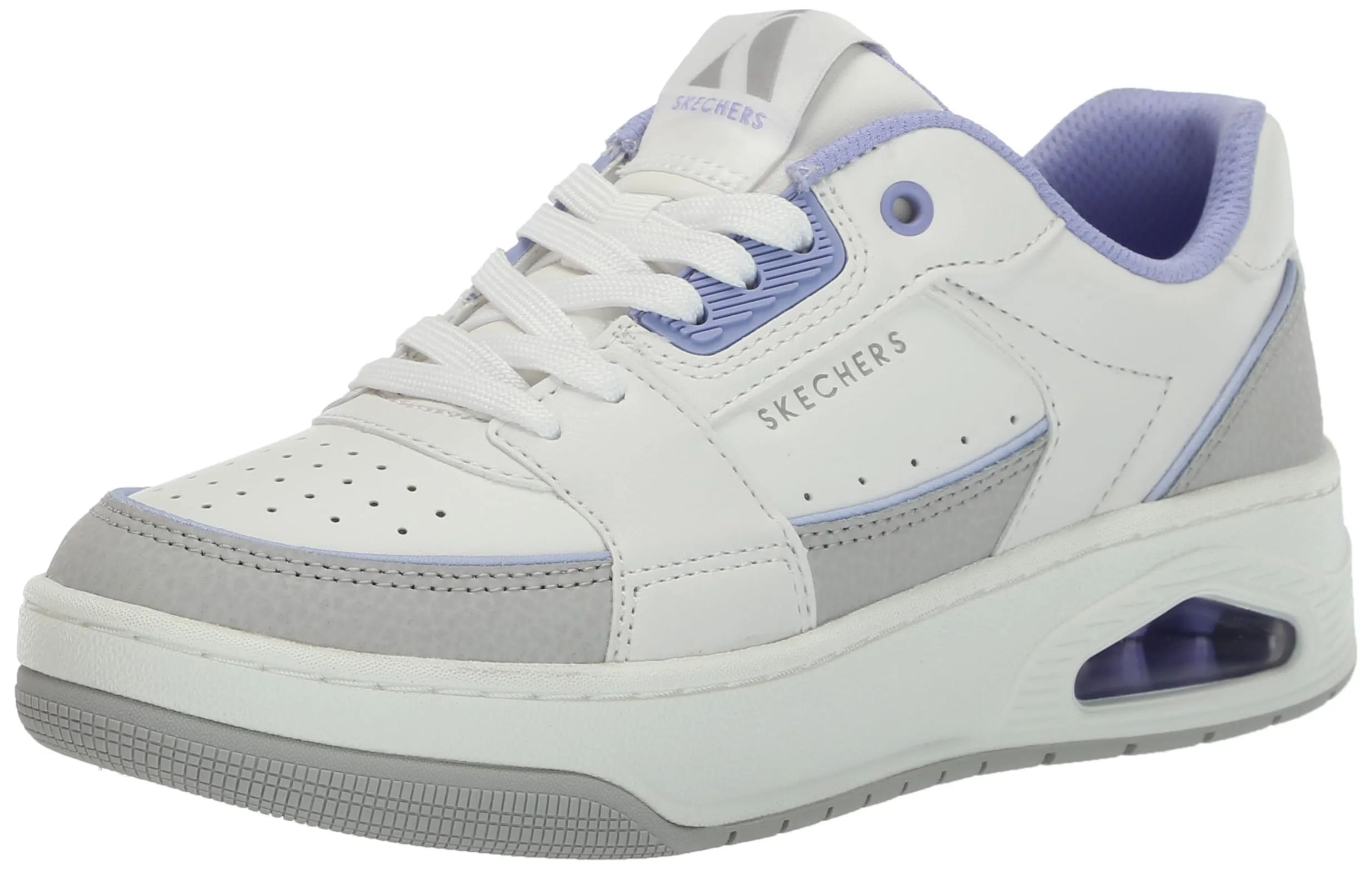 Skechers Uno Court, Sneaker Donna, Finitura in Pelle Bianca, 39 EU