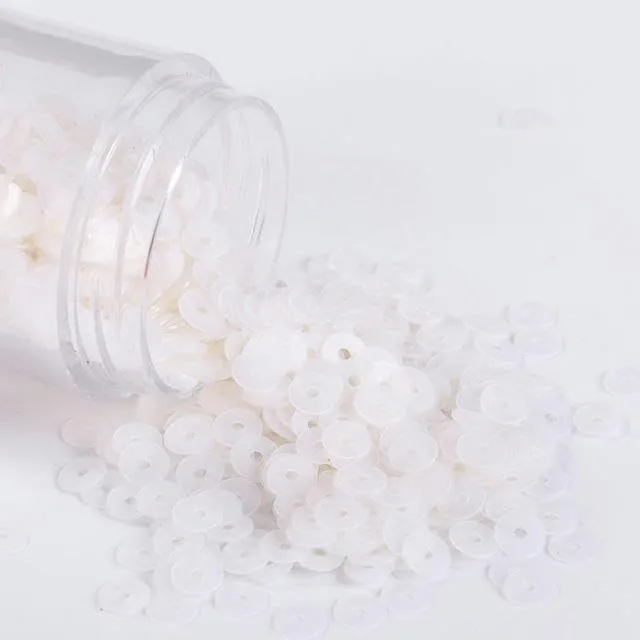 EFARMA Paillettes sfuse, 10 g/Pacco 4 mm, Piatte e Rotonde, in PVC, for Cucire, Matrimonio, Artigianato, Abbigliamento da Donna, Accessori - Bianco