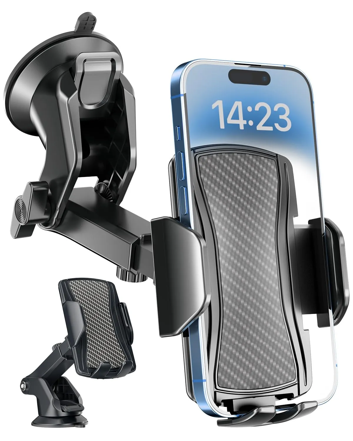 Hoppac Porta Cellulare Auto, Supporto Telefono Auto Universale Ventosa per Cruscotto e Parabrezza, Rotazione 360 Gradi e Rilascio Rapido, per Smartphone 4-7 in