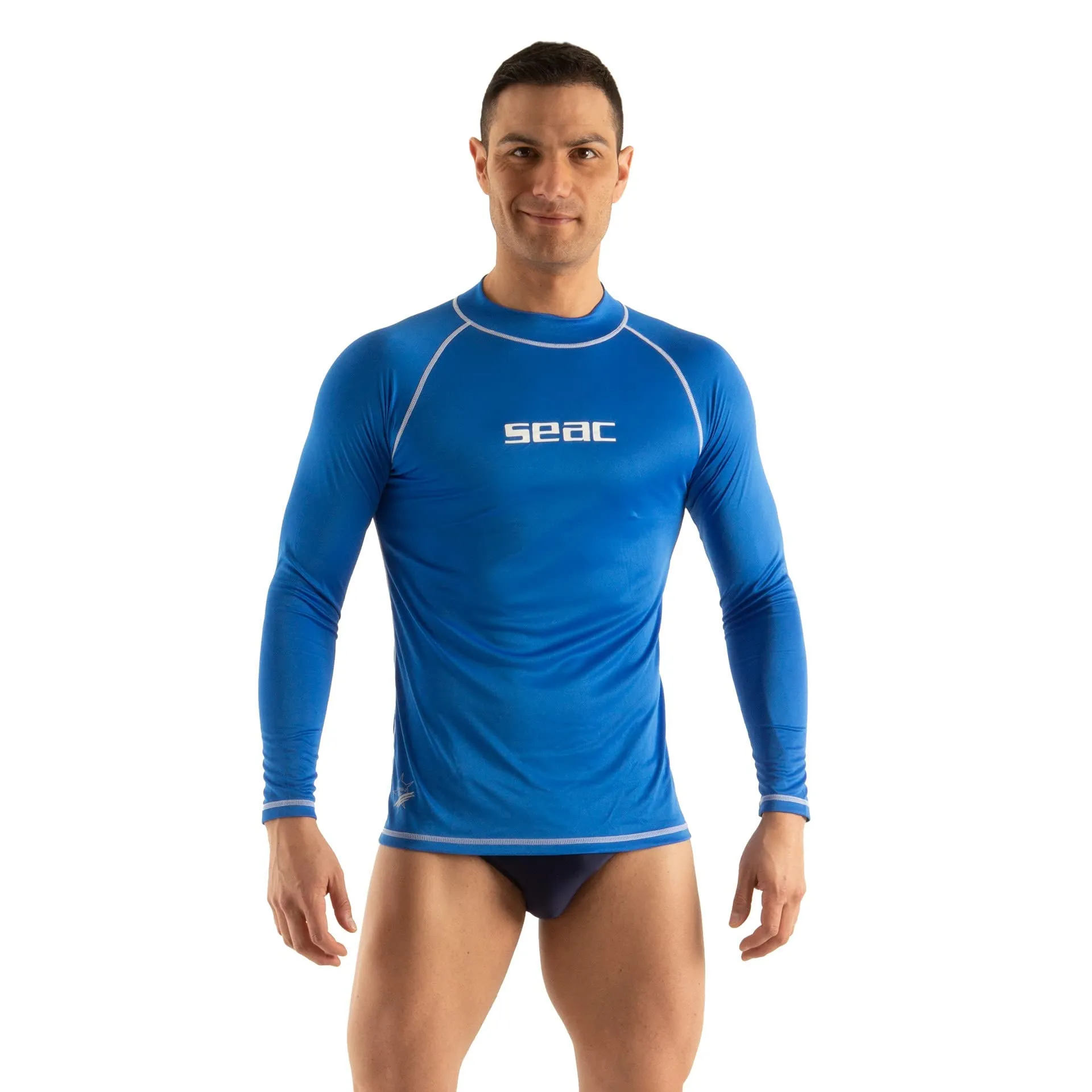 Seac T-Sun Long Man, Maglia protettiva Rash Guard per snorkeling e nuoto anti UV, blu, L