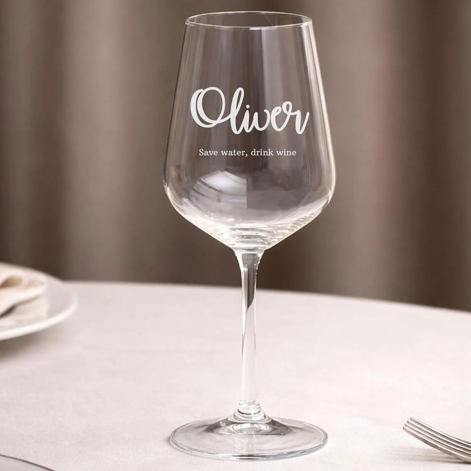 Wanapix | Calice di Vino Personalizzato Nome e Data | Bicchiere da Vino | Cristallo di Boemia | Inciso al Laser | 45 cl | Regalo originale | Anniversario - Testo