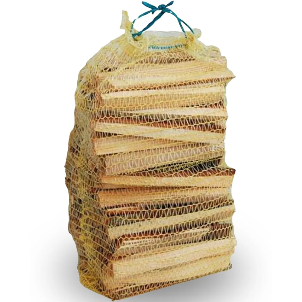 4 sacchi x 3 kg Legnetti accendifuoco camino stufa barbecue in sacco rete