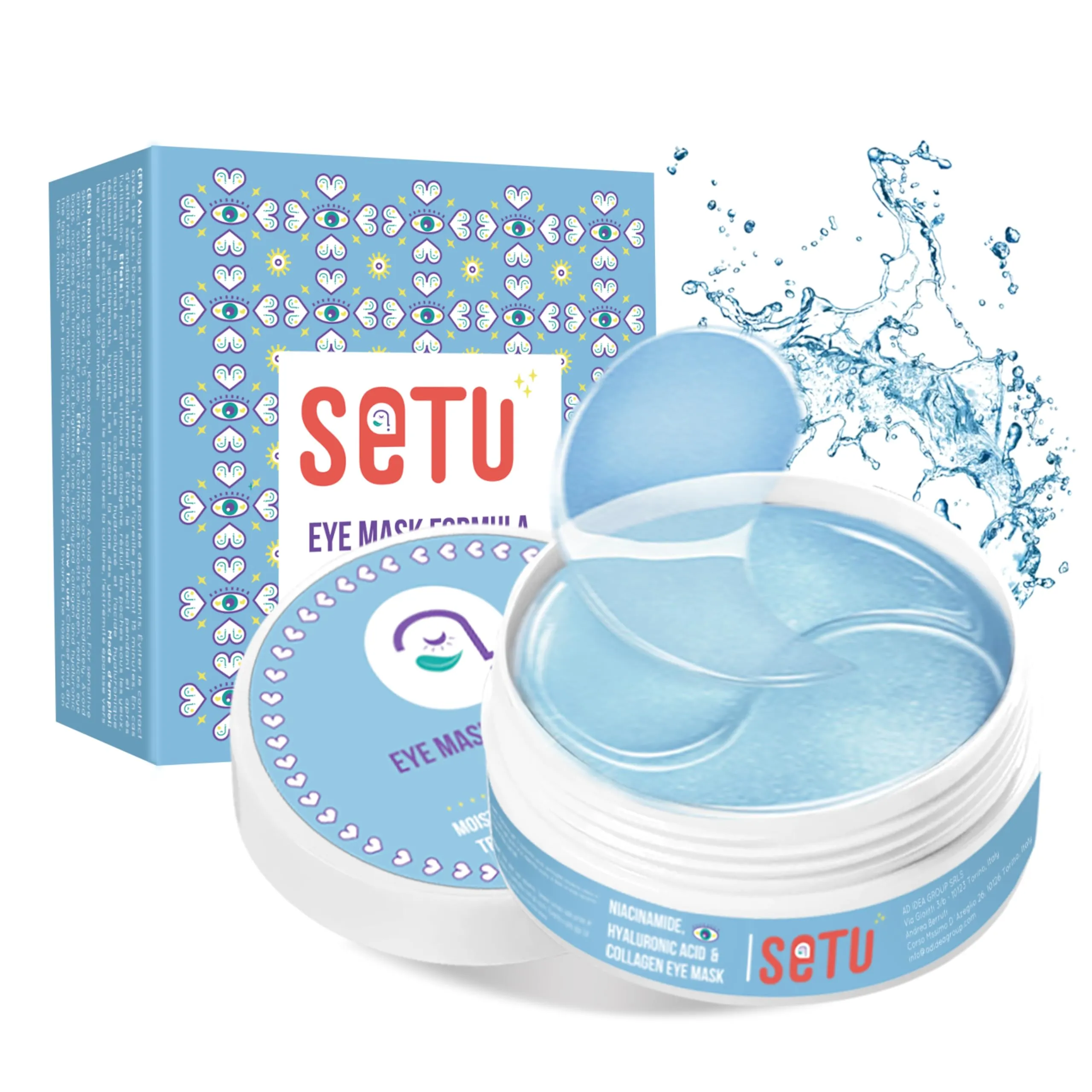 Setù - 60 Patch occhi al Collagene e Acido Ialuronico. Maschera per Contorno Occhi Occhiaie Antirughe