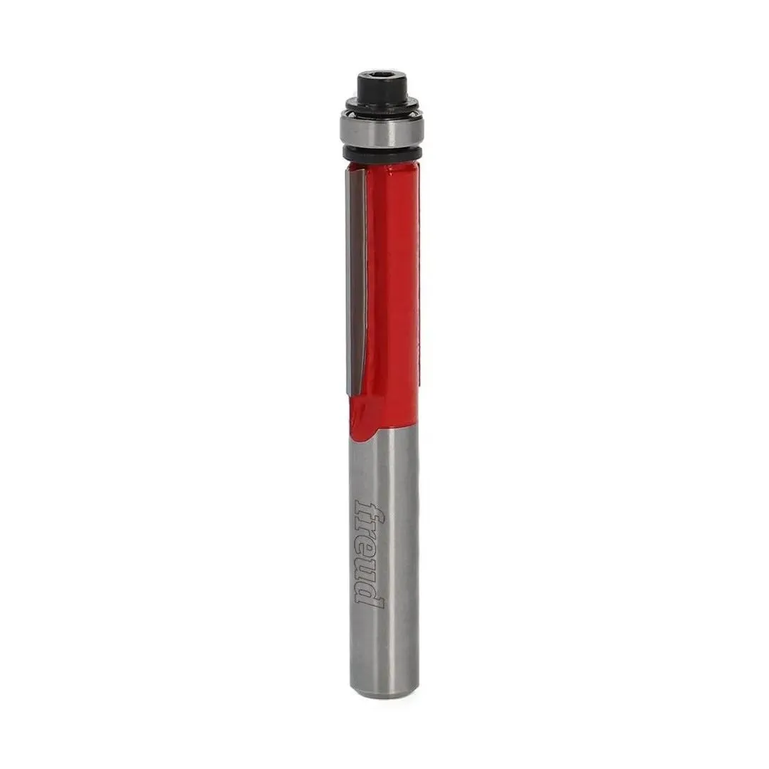 Freud Fresa per rifilare a 2 taglienti diritti in metallo duro HW con cuscinetto lato punta. Codolo gambo A=8 mm, diametro di taglio D=9,53 mm, altezza di taglio h=25,8 mm, 42-10008P - F03FR01933