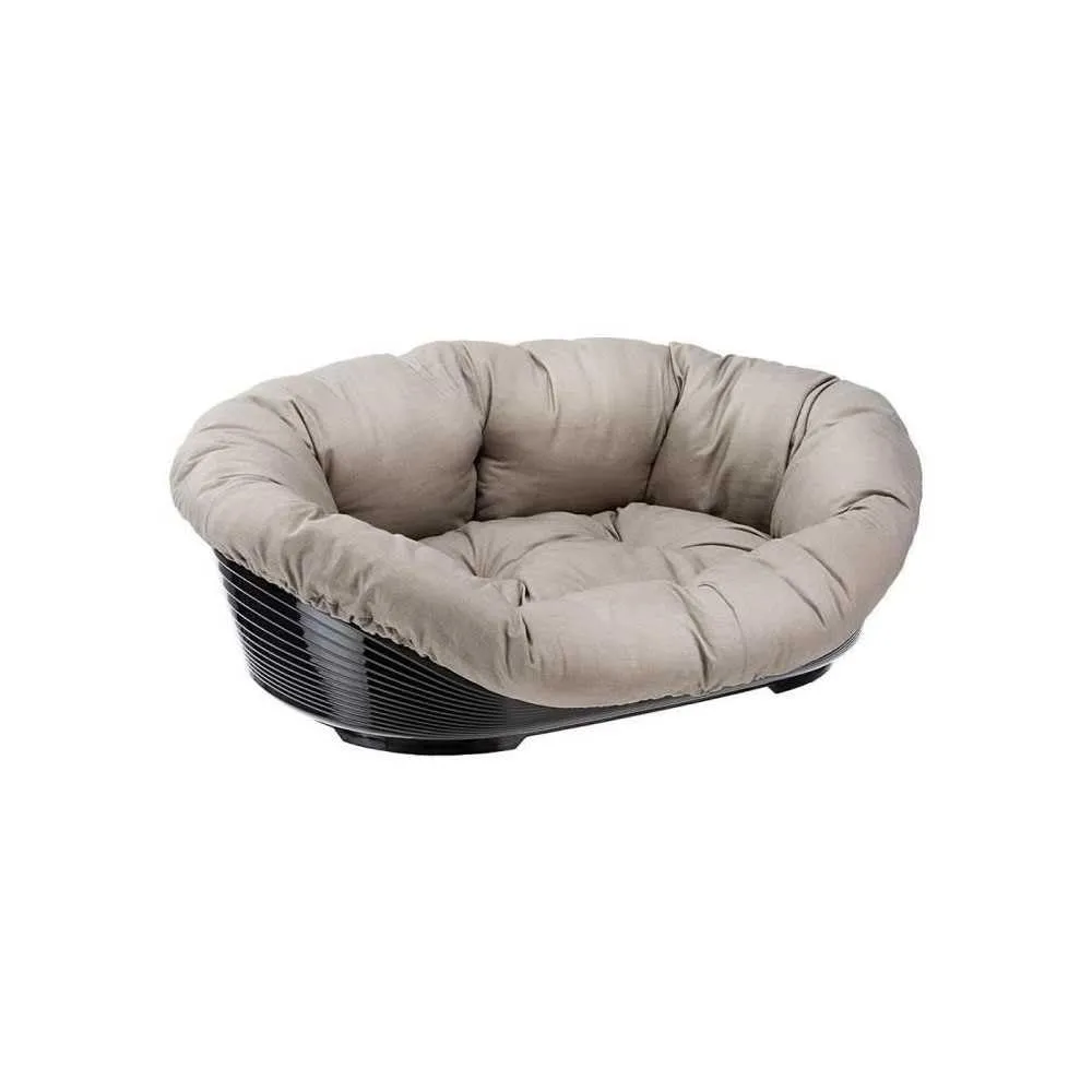 Ferplast Cuccia Cane e Gatto con Cuscino SOFA' 6 in Cotone Lavabile, Lettino per Cani GattiCesta in Plastica, Fondo Forato e Poggiamento, Antiscivolo, 73 x 55 x h 27 cm, Tortora