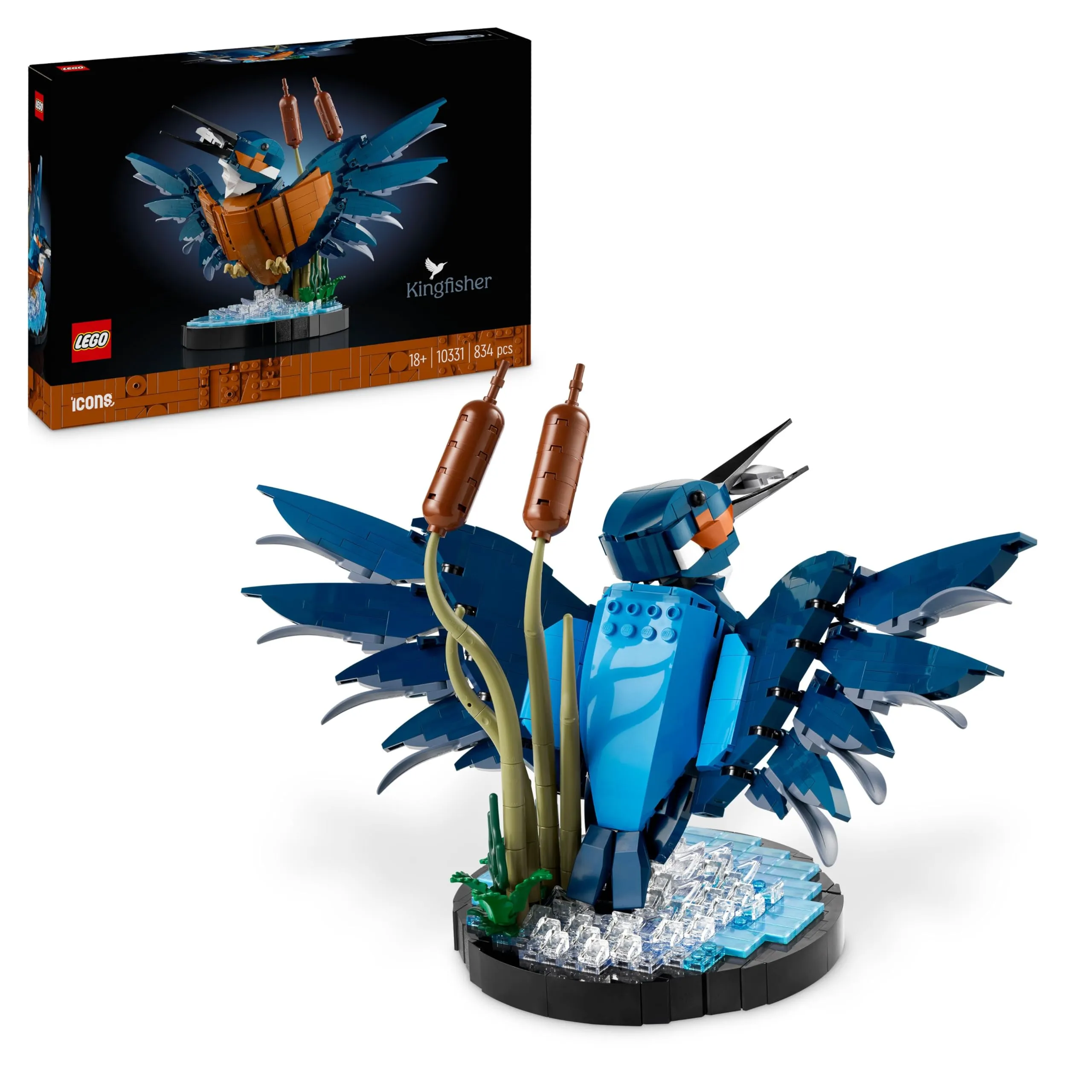 LEGO Icons Martin Pescatore, Kit Modellismo per Adulti Amanti degli Uccelli e dell'Ornitologia, Idea Regalo per Arredamento di Casa o dell'Ufficio, Hobby Creativo e Decorazione per la Scrivania 10331