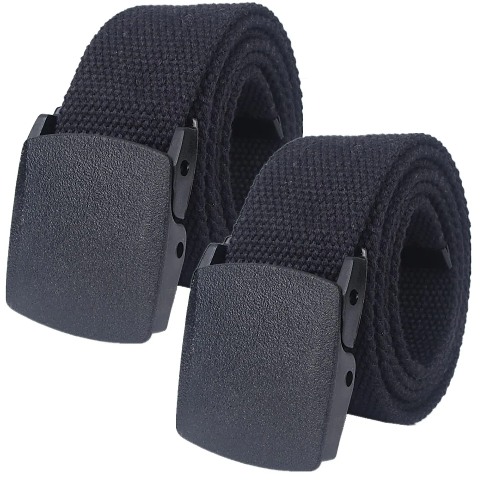 EFARMA Cintura Elastica in Tessuto Elasticizzato, Cinture for Uomo Donna Cintura Militare in Tela di Cotone Cintura Tattica a sgancio rapido, Confezione da 2 (Color : Black, Size : 130CM/51inch)