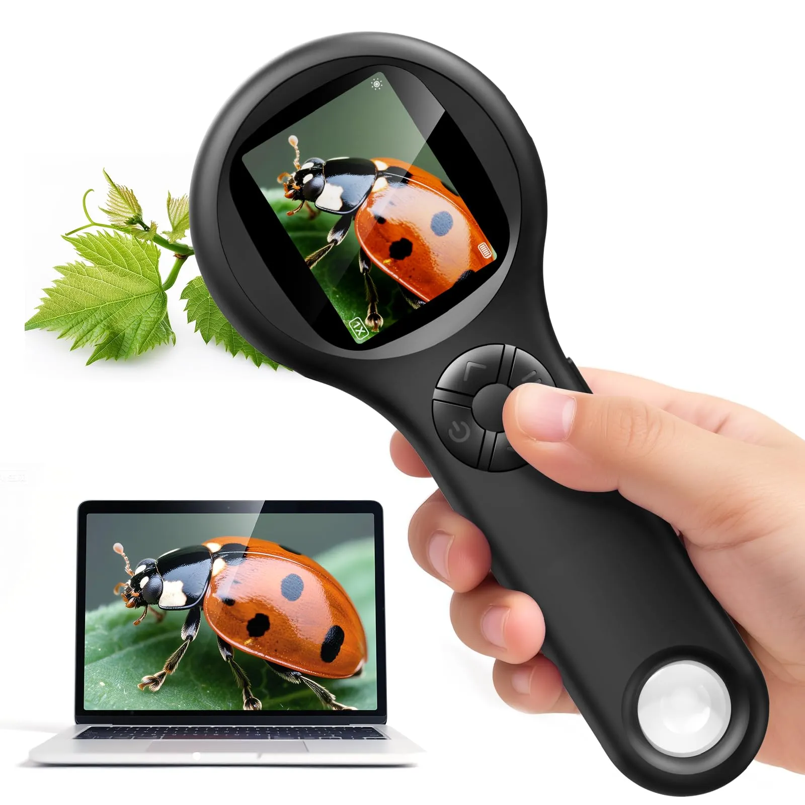 Microscopio per bambini 200X- 2 Pollici Microscopio Portatile con 8 LED Regolabili, Microscopio Digitale Supporta la Registrazione di Foto e Video, Regalo di Natale per Bambini dai 3-12 Anni (Rosa)