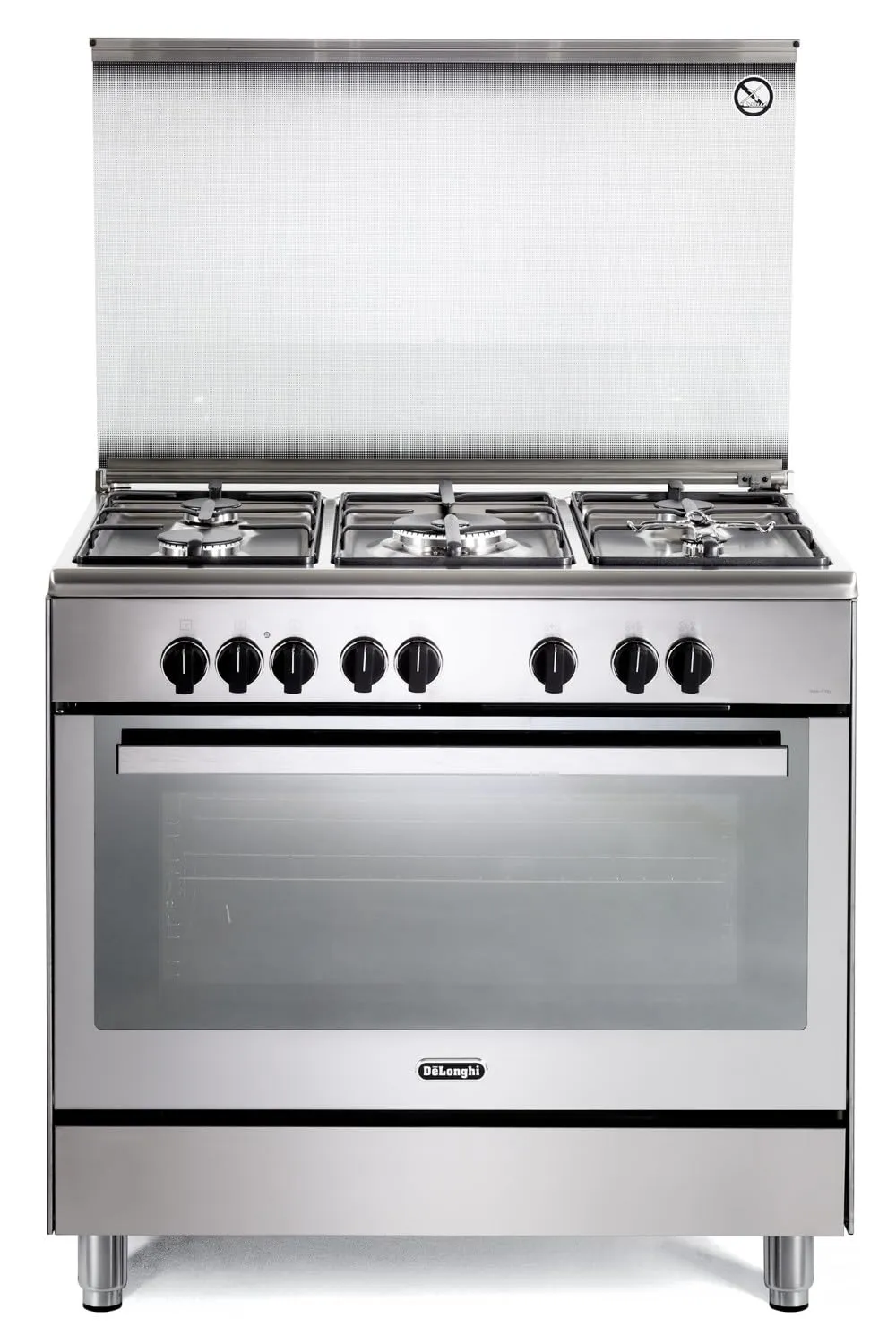 PEMX96SG - Cucina a gas con forno elettrico, 5 fuochi, inox, 90x60 cm, Classe energetica A