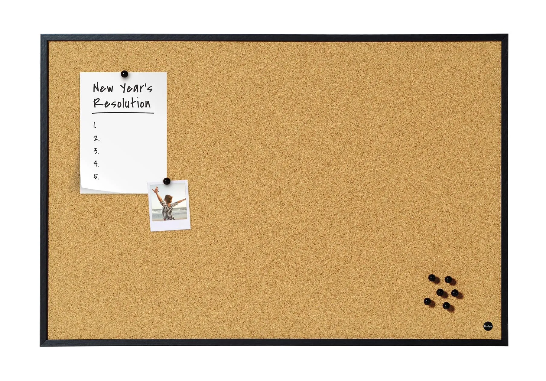 Bi-Office bacheca New Basic, Lavagna in sughero con cornice in MDF, 885x585 mm, Telaio Nero